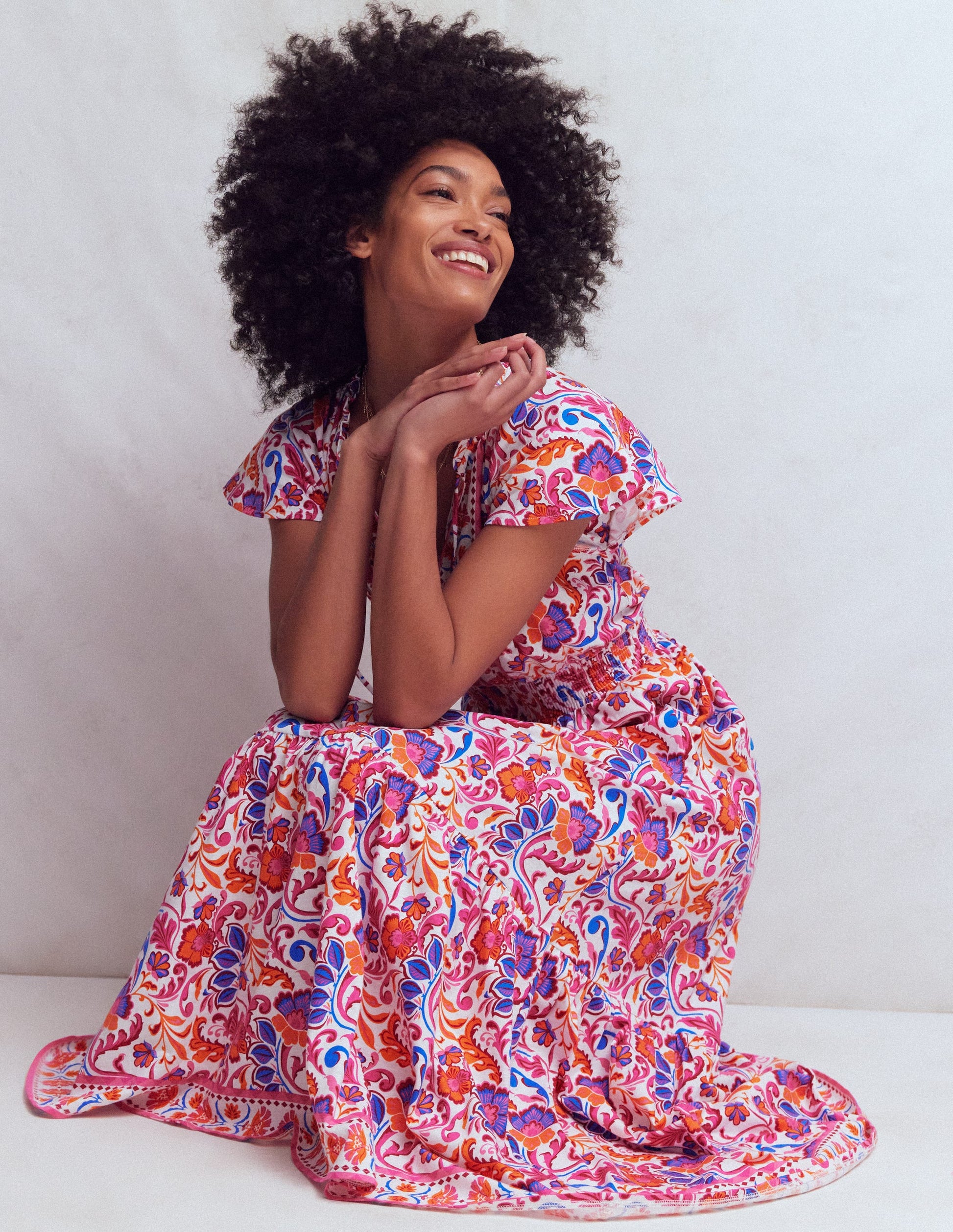 Tala Gestuftes Jersey-Maxikleid-Rosa, Blühende Wiese-5