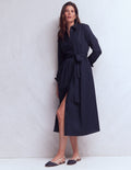 Robe-chemise midi Alexa en coton-Bleu marine