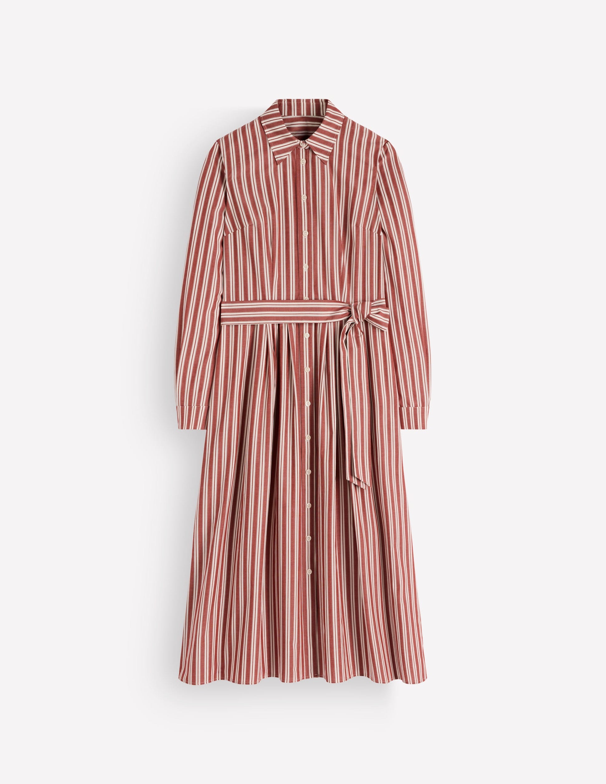 Robe-chemise midi Alexa en coton-Rayé Rouge-6