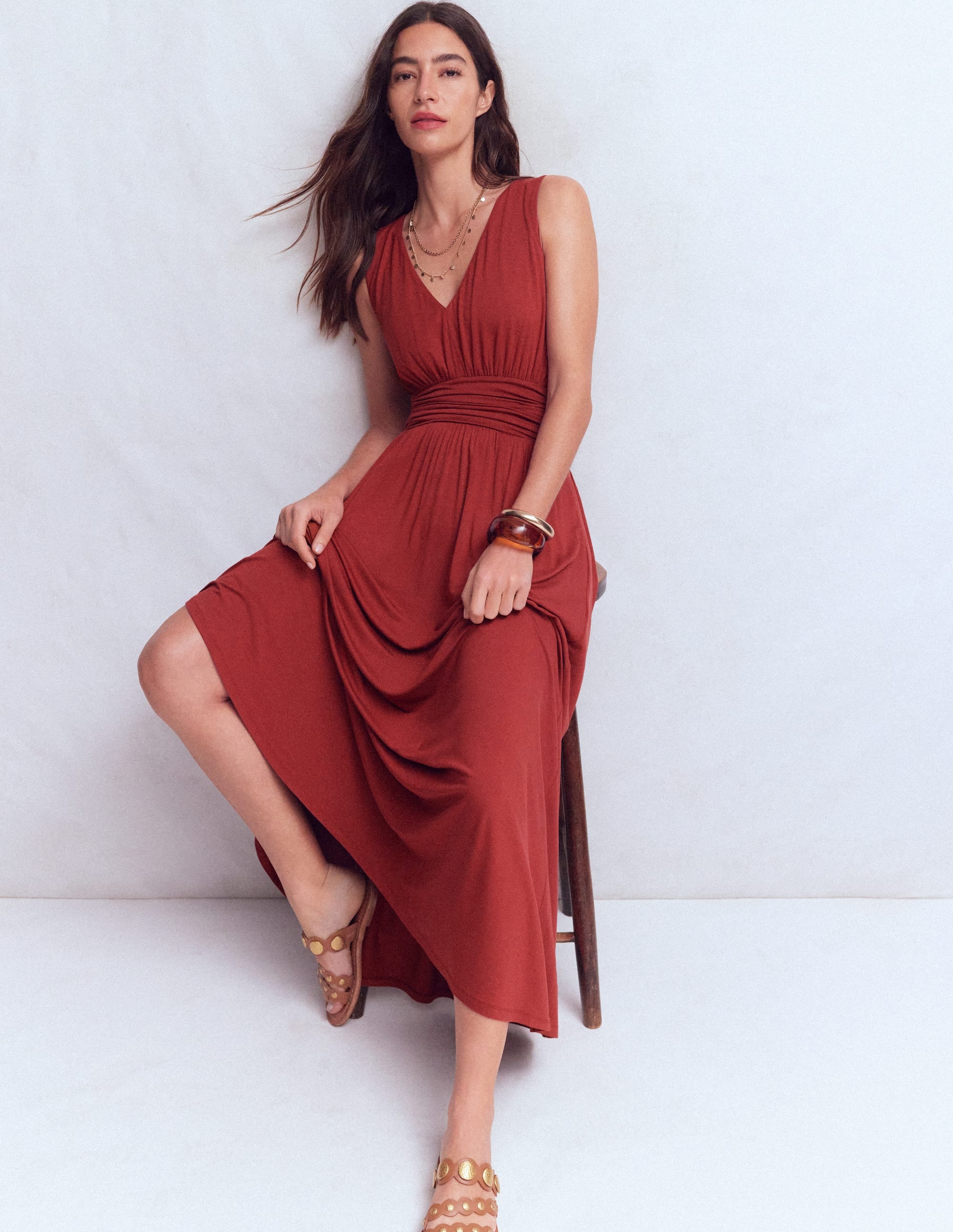 Elodie Jersey-Maxikleid-Sattes Kastanienbraun - Image 2