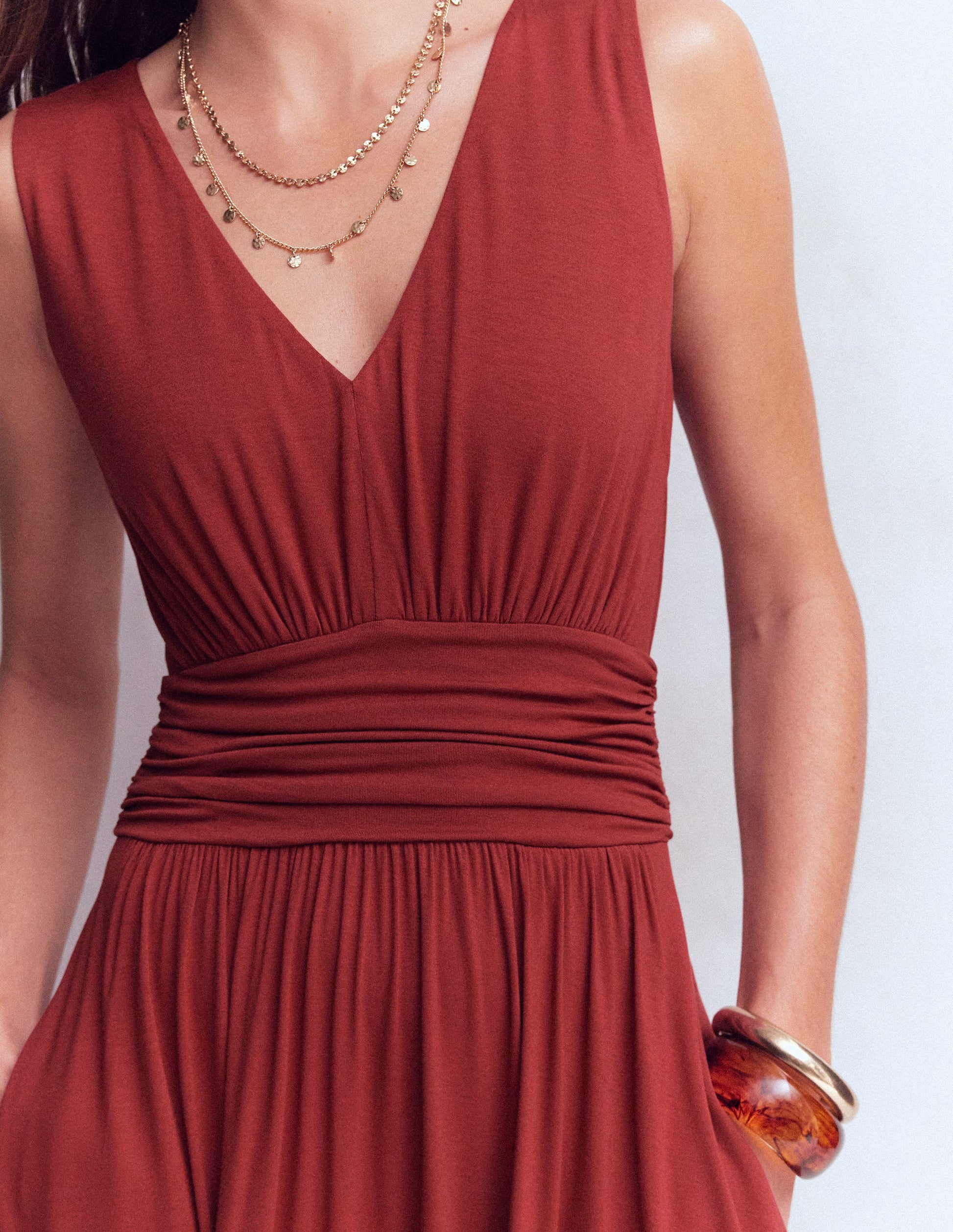 Elodie Jersey-Maxikleid-Sattes Kastanienbraun-3