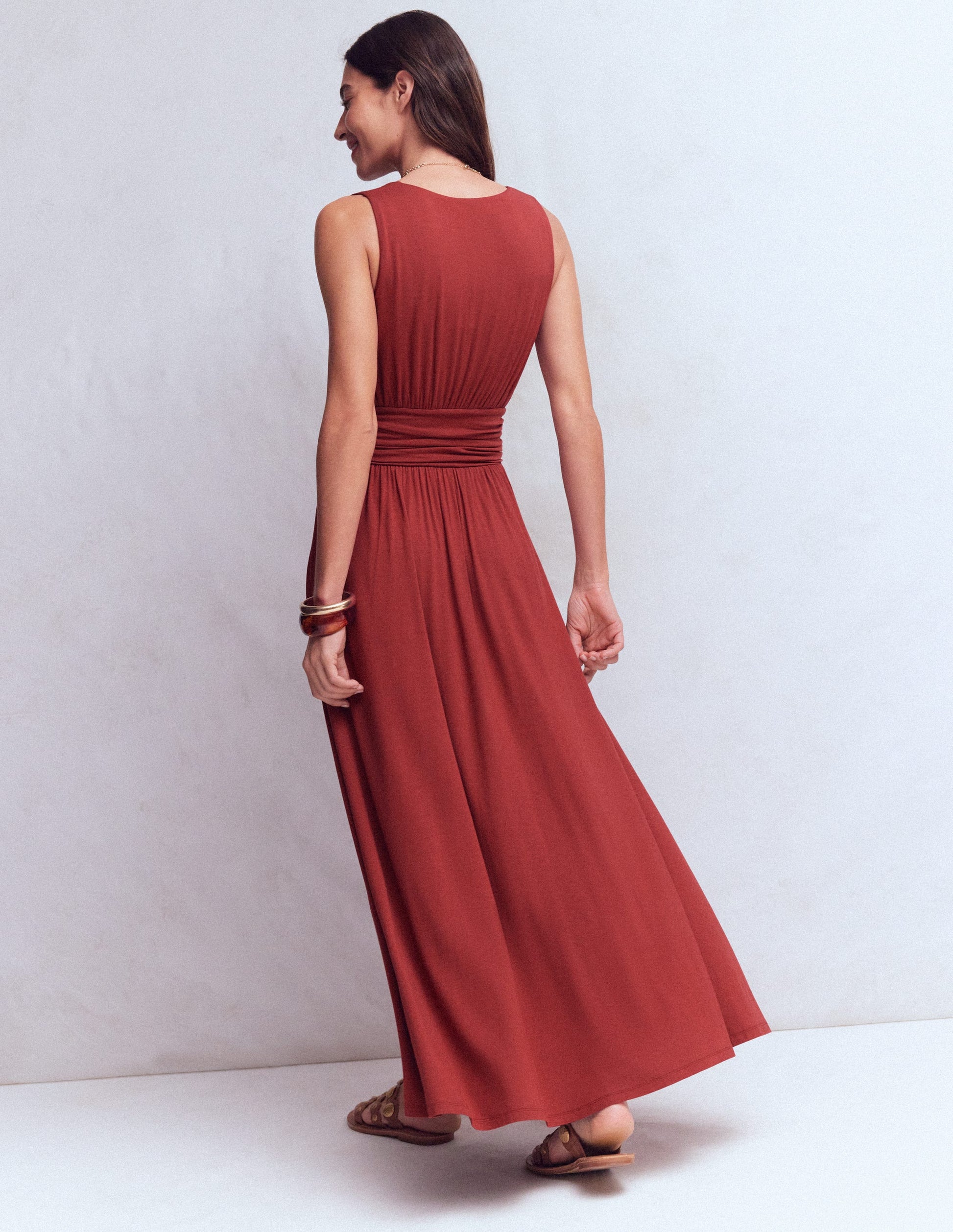 Elodie Jersey-Maxikleid-Sattes Kastanienbraun-4