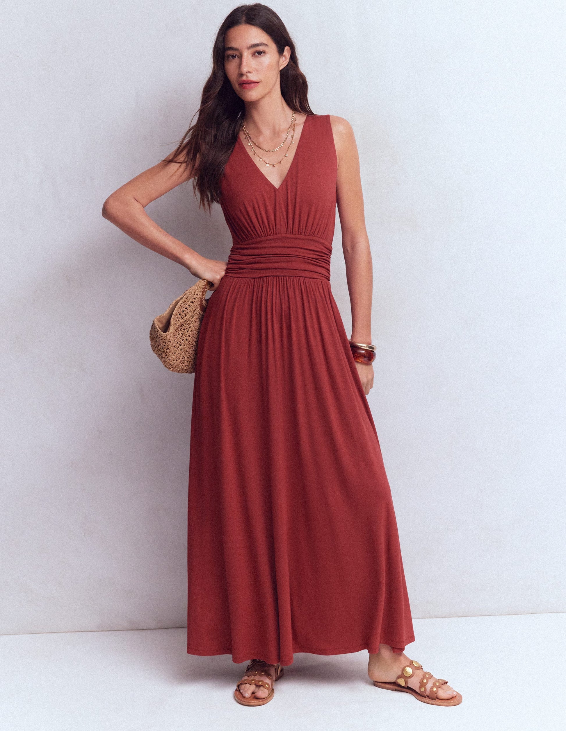 Elodie Jersey-Maxikleid-Sattes Kastanienbraun-5
