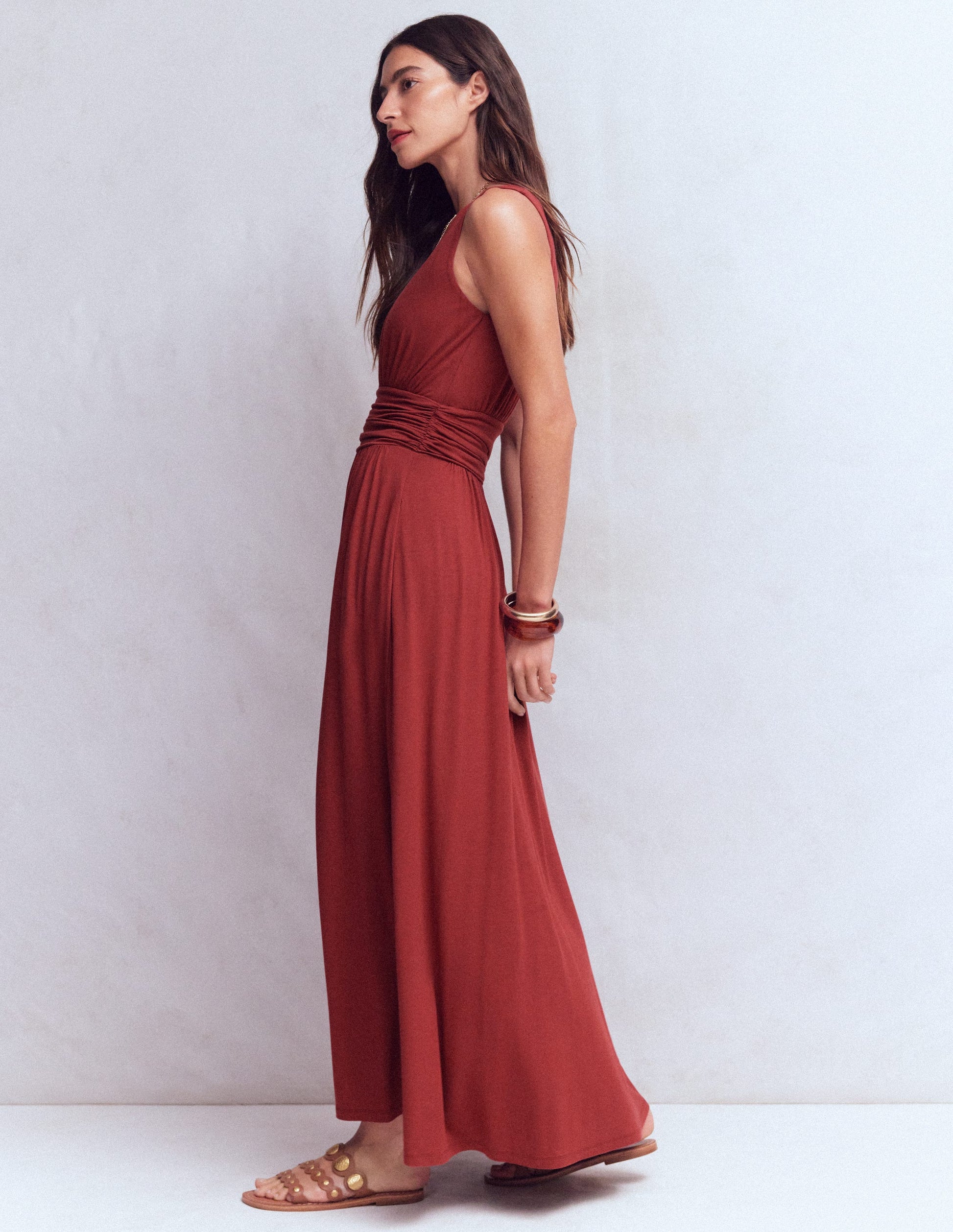 Elodie Jersey-Maxikleid-Sattes Kastanienbraun-6