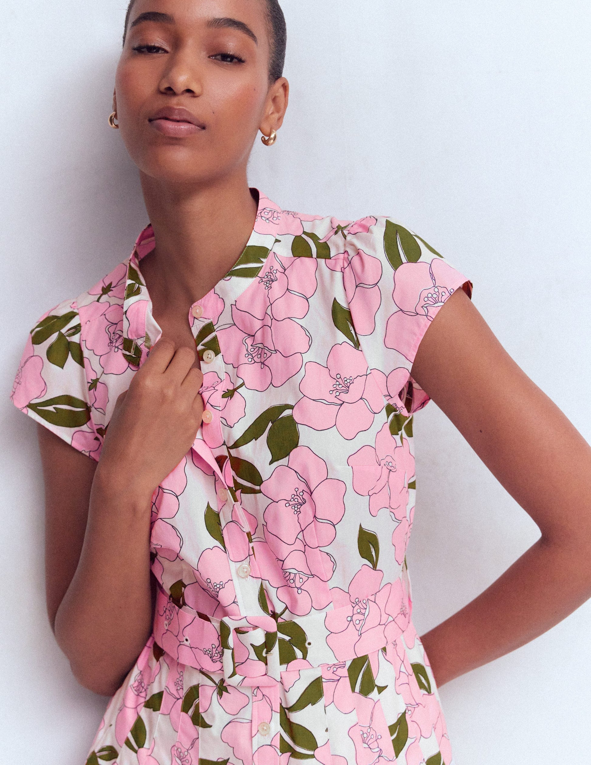 Arabella Maxikleid aus Baumwolle-Rosa Strahlende Blüte-3