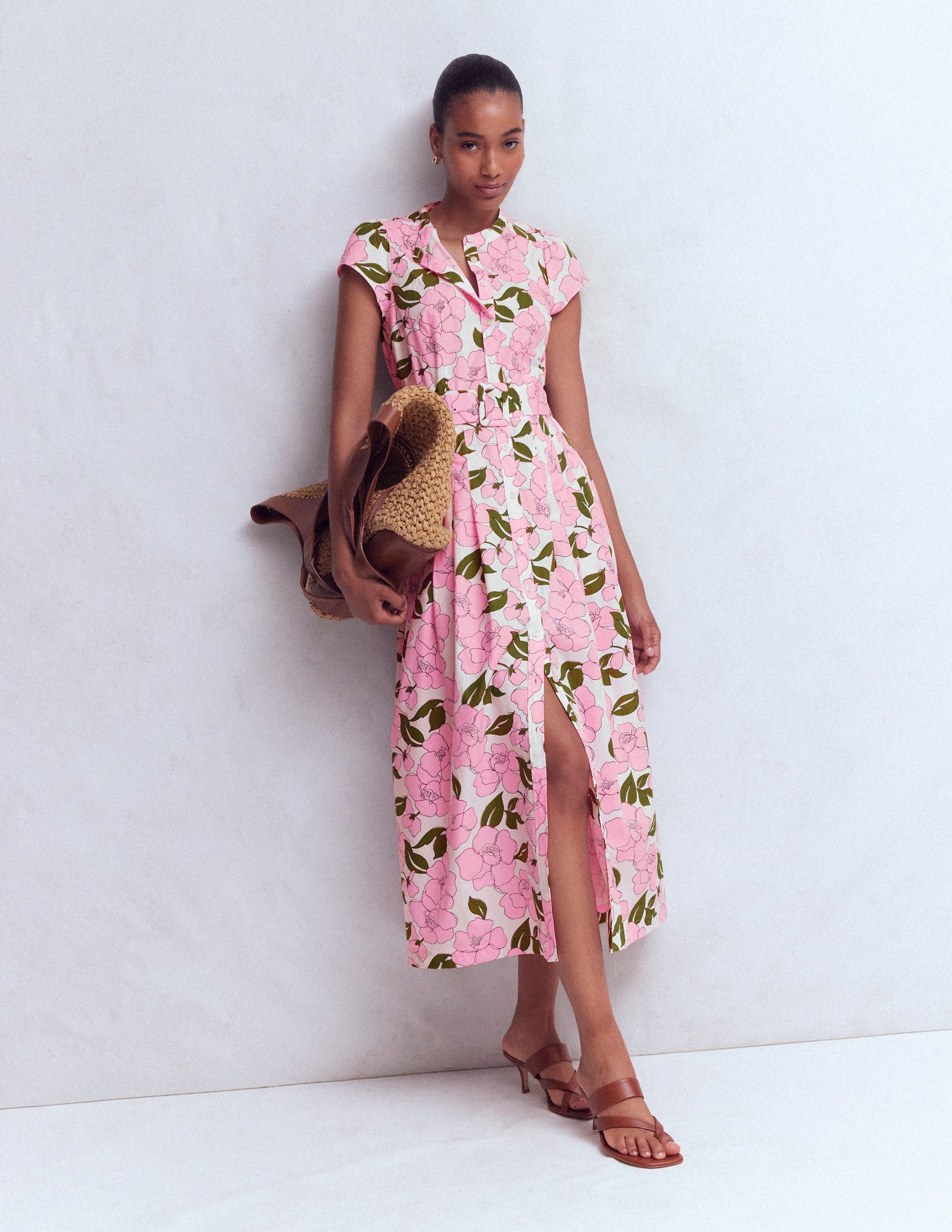 Arabella Maxikleid aus Baumwolle-Rosa Strahlende Blüte-5