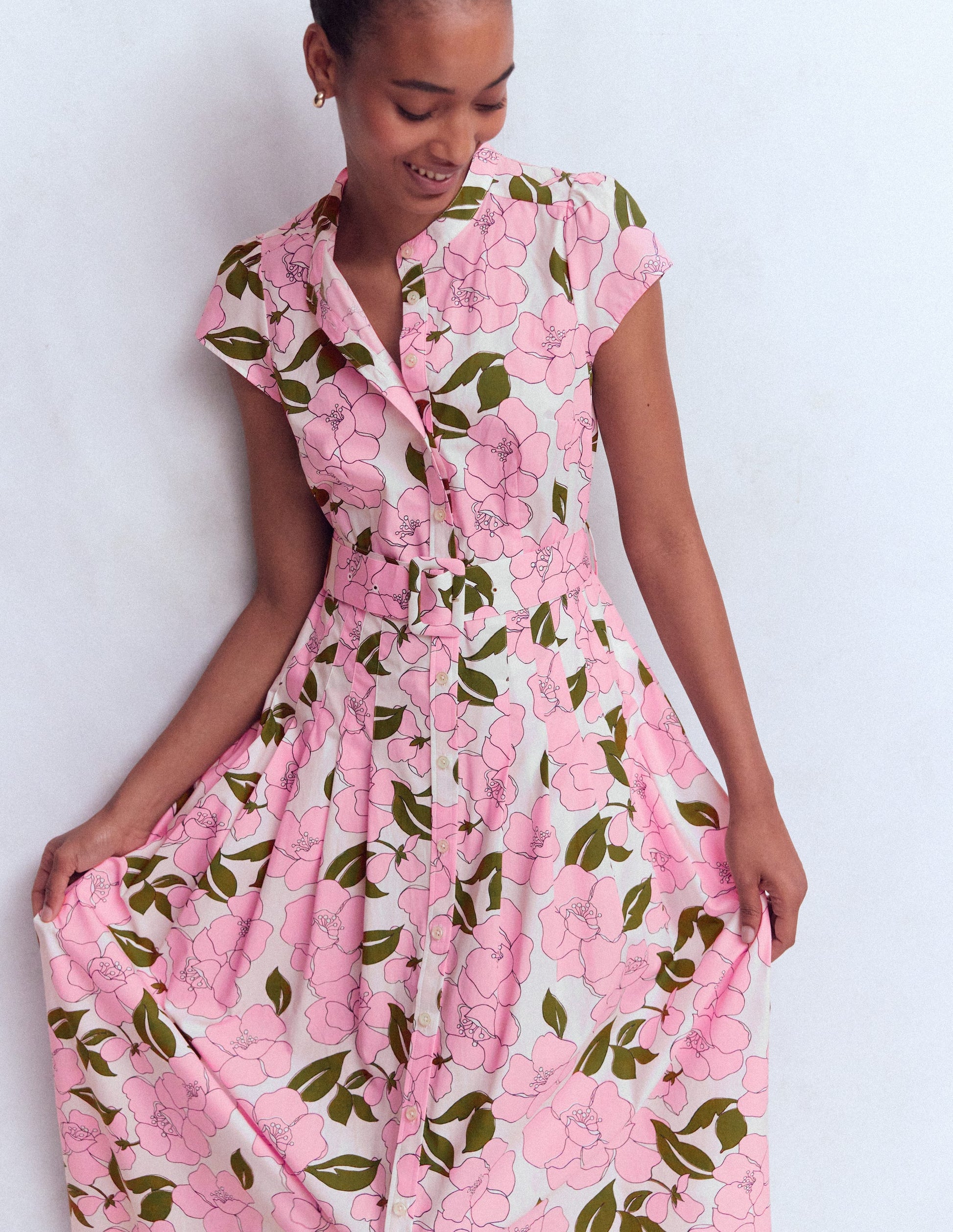 Arabella Maxikleid aus Baumwolle-Rosa Strahlende Blüte-6