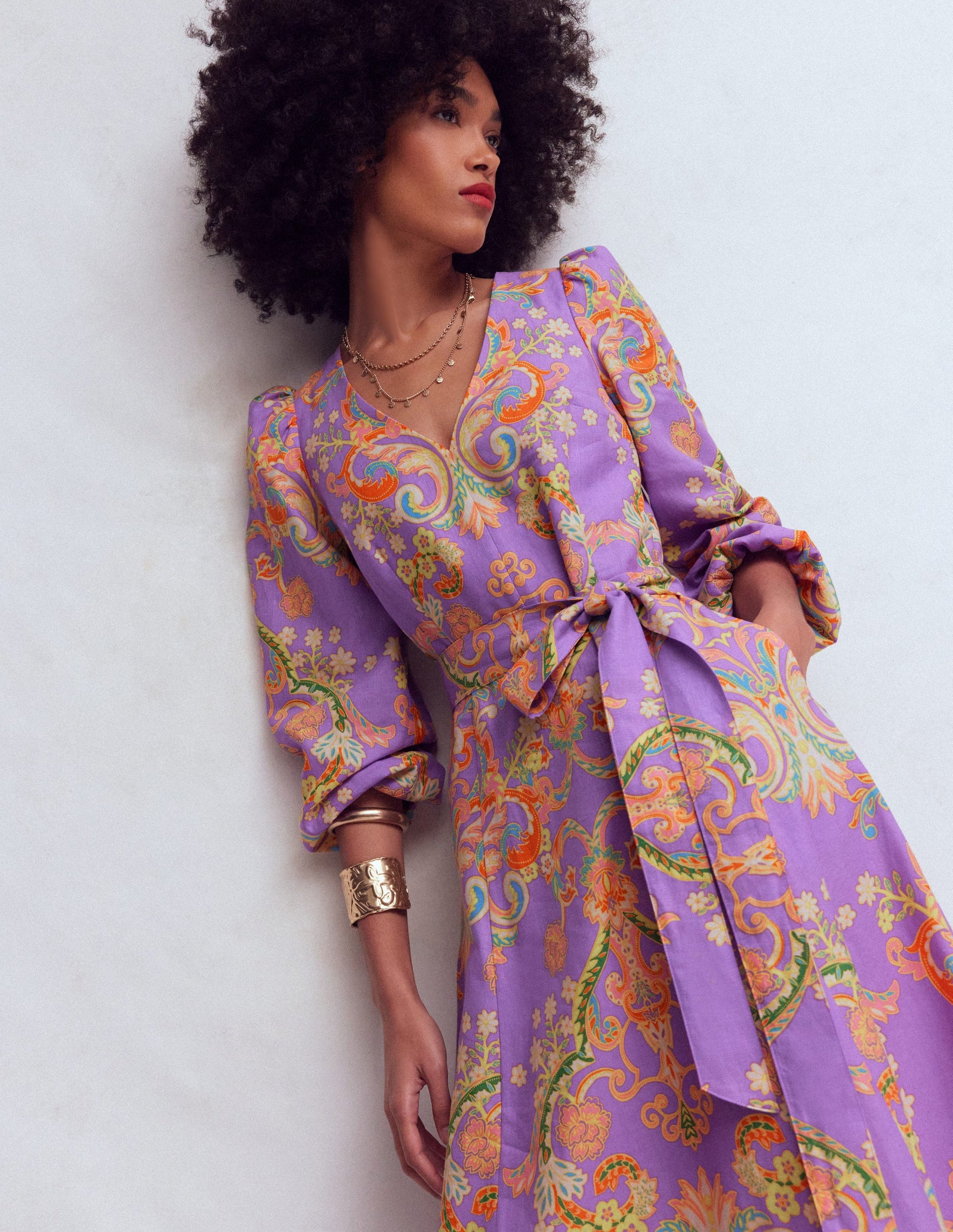 Florence Kleid aus Leinenmischgewebe-Bunt Bezaubernder Blumenstrauß-3