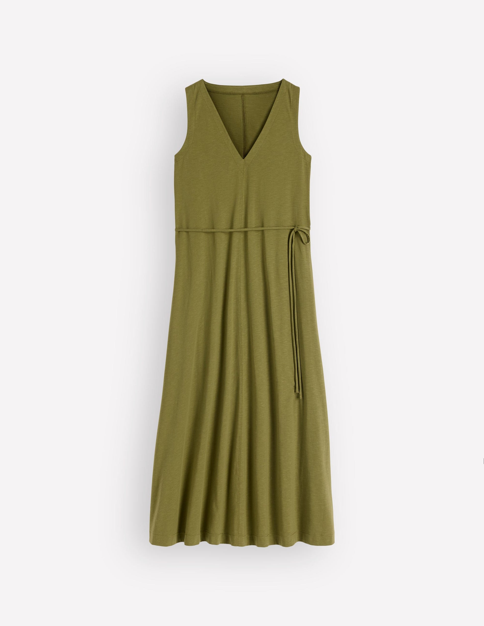Mia Jersey-Midikleid mit V-Ausschnitt-Olive-5
