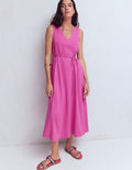 Robe midi Mia en jersey à col V-Passiflore