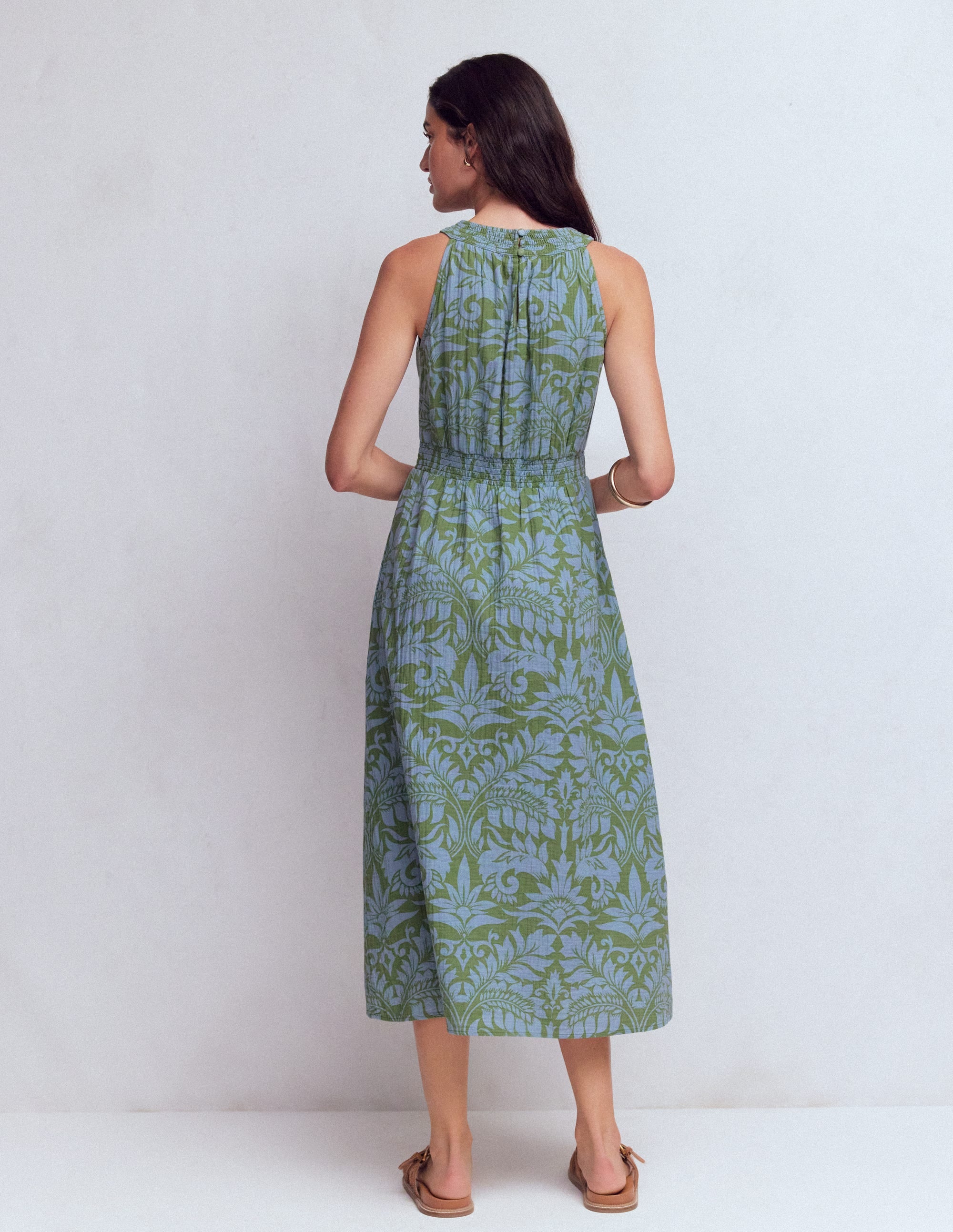 Daphne Doppeltuch-Kleid-Grün Blütenpracht - Image 3