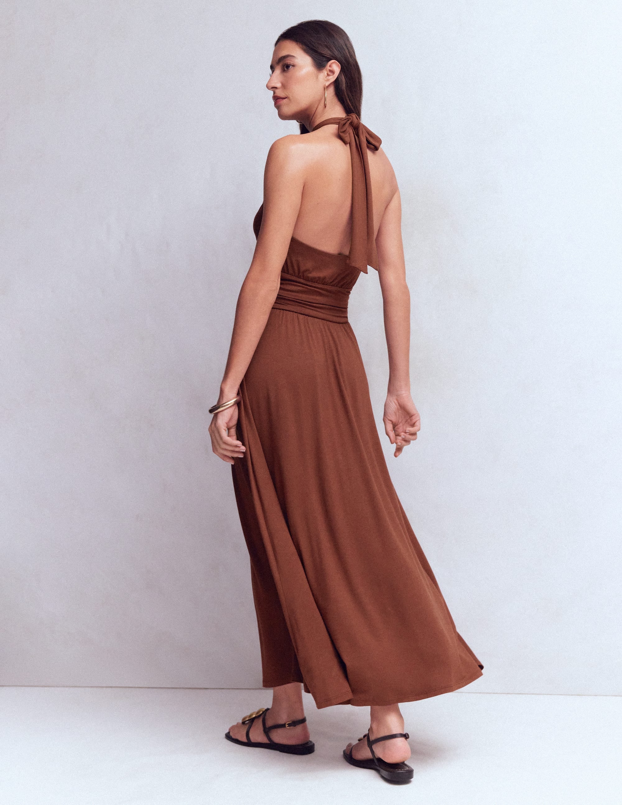 Sydney Jerseykleid mit gedrehtem Ausschnitt-Bitterschokolade - Image 4
