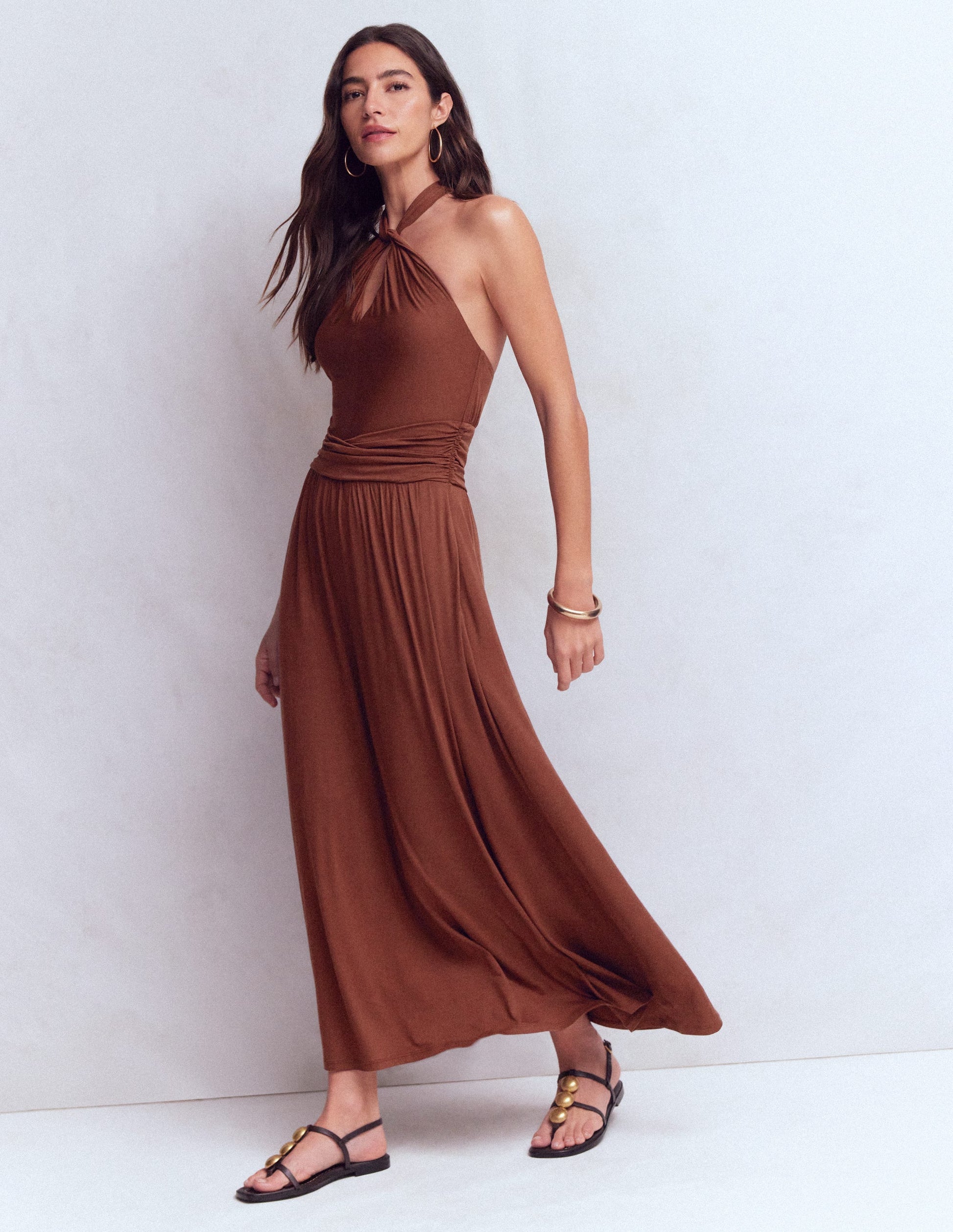 Sydney Jerseykleid mit gedrehtem Ausschnitt-Rostbraun-5