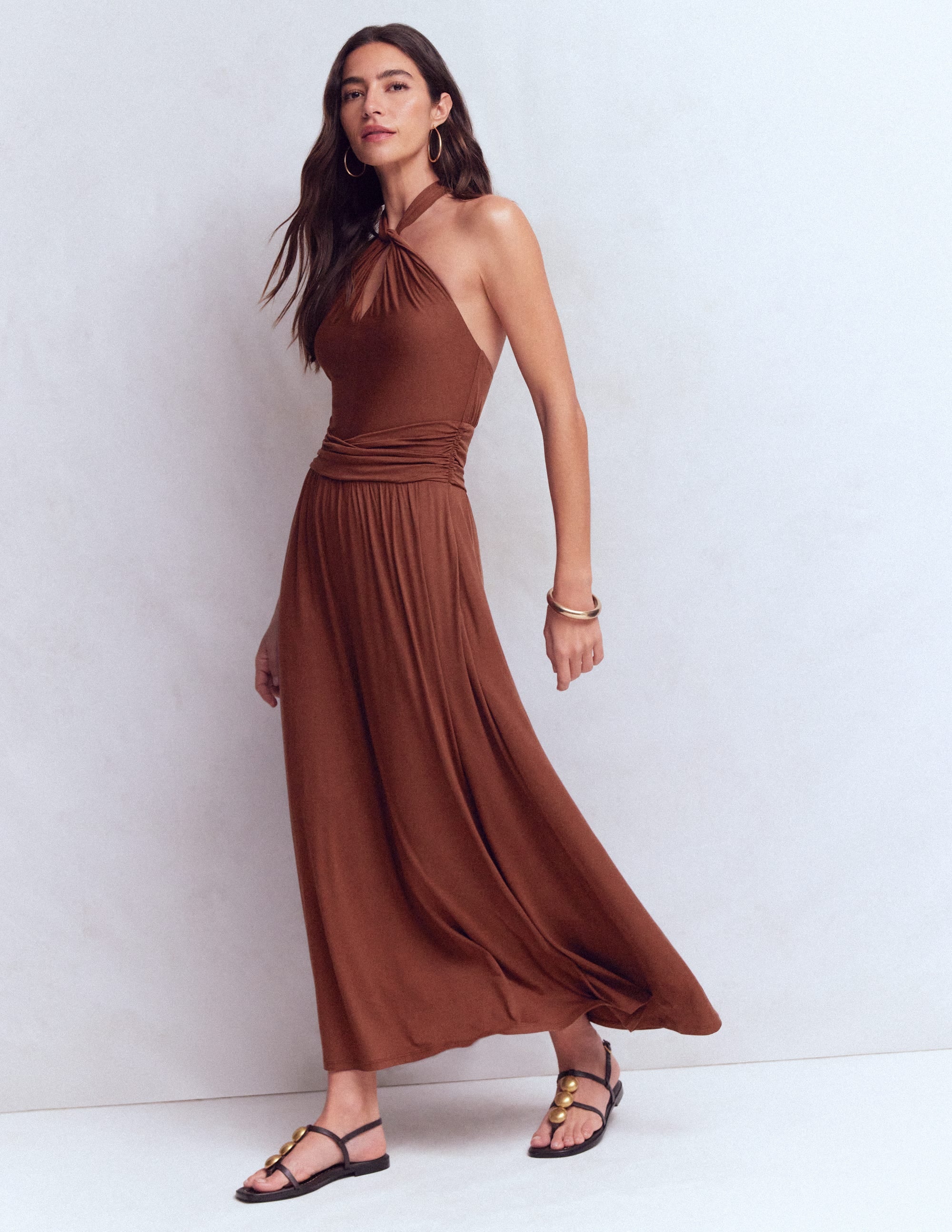 Sydney Jerseykleid mit gedrehtem Ausschnitt-Bitterschokolade - Image 5