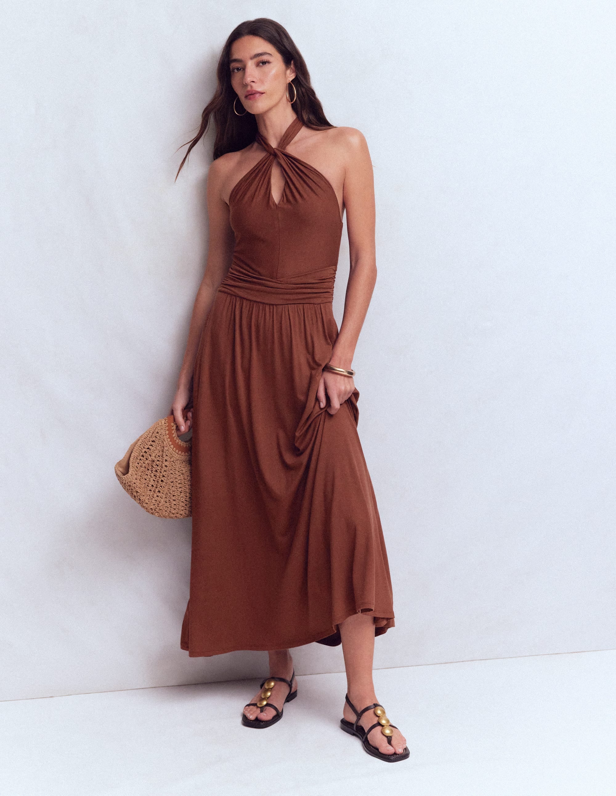 Sydney Jerseykleid mit gedrehtem Ausschnitt-Bitterschokolade - Image 6