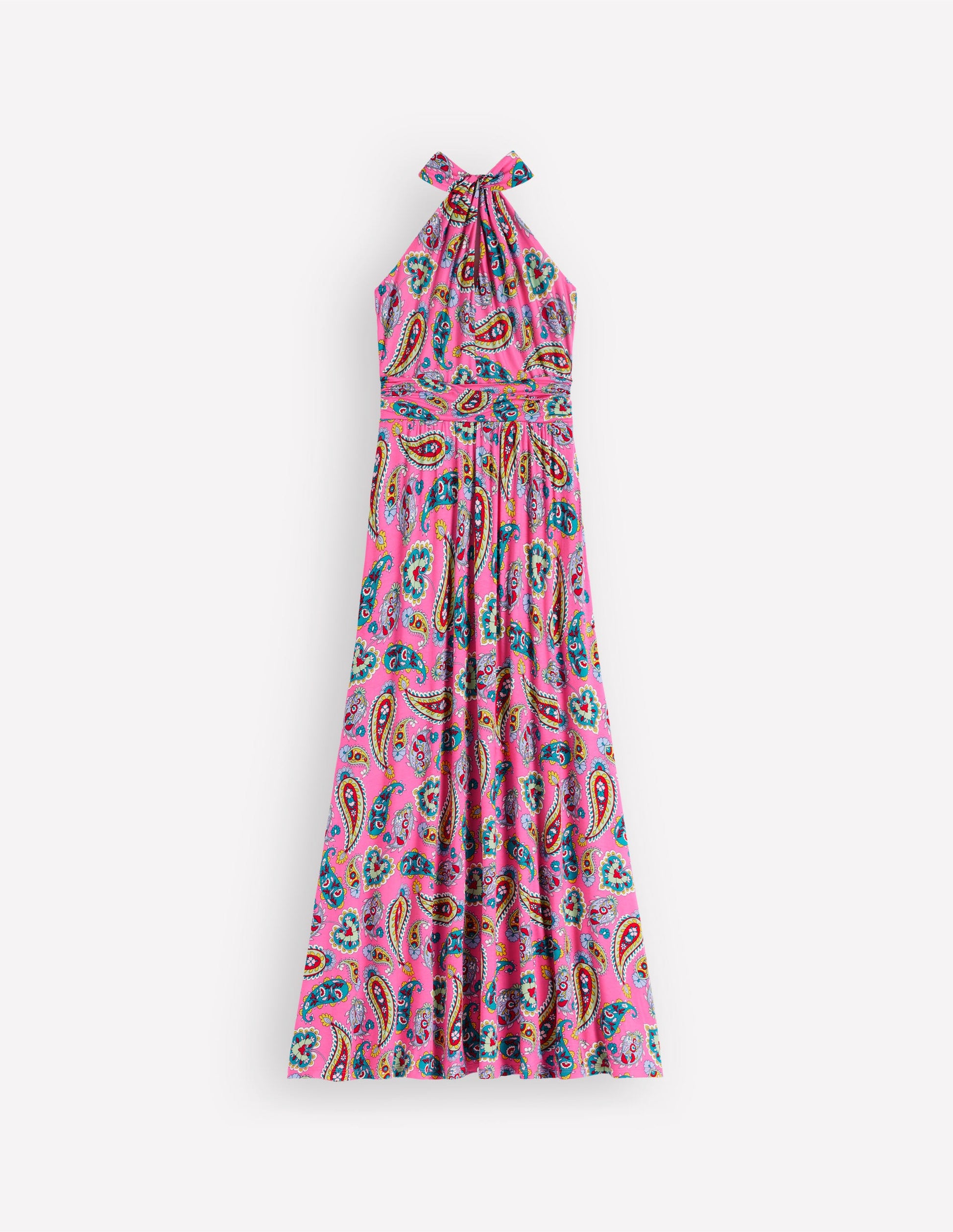 Sydney Jerseykleid mit gedrehtem Ausschnitt-Rosa Paisley-7