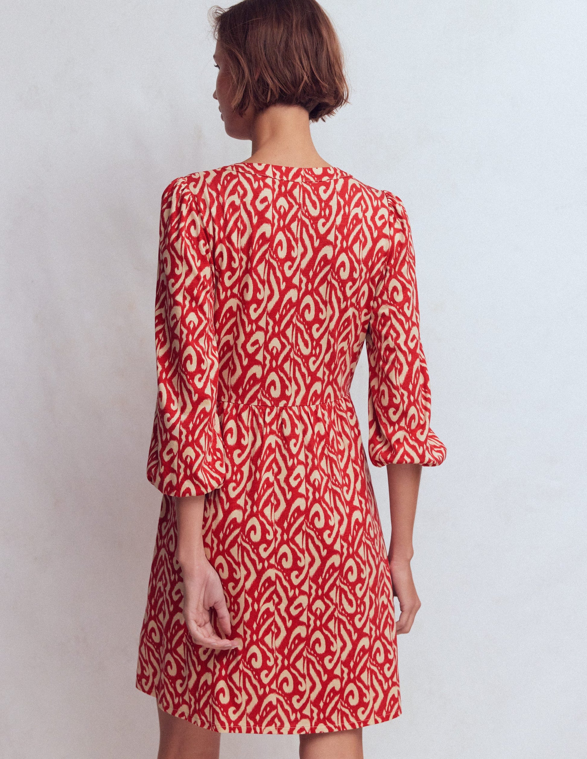 Cathy Notch Neck Jersey Dress-Merida Red, Ikat | Boden EU