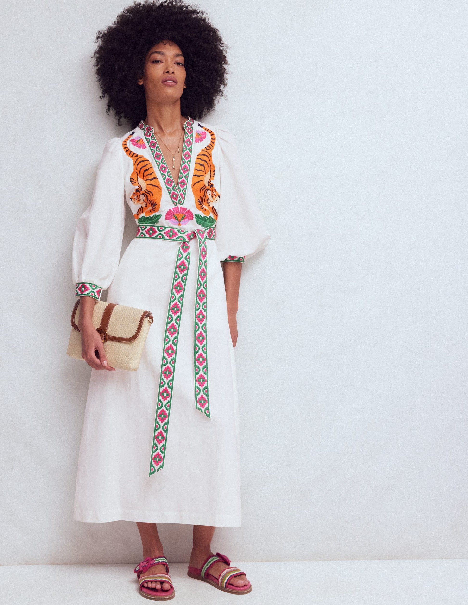 Octavia Leinenkleid-Tiger Stickerei-6