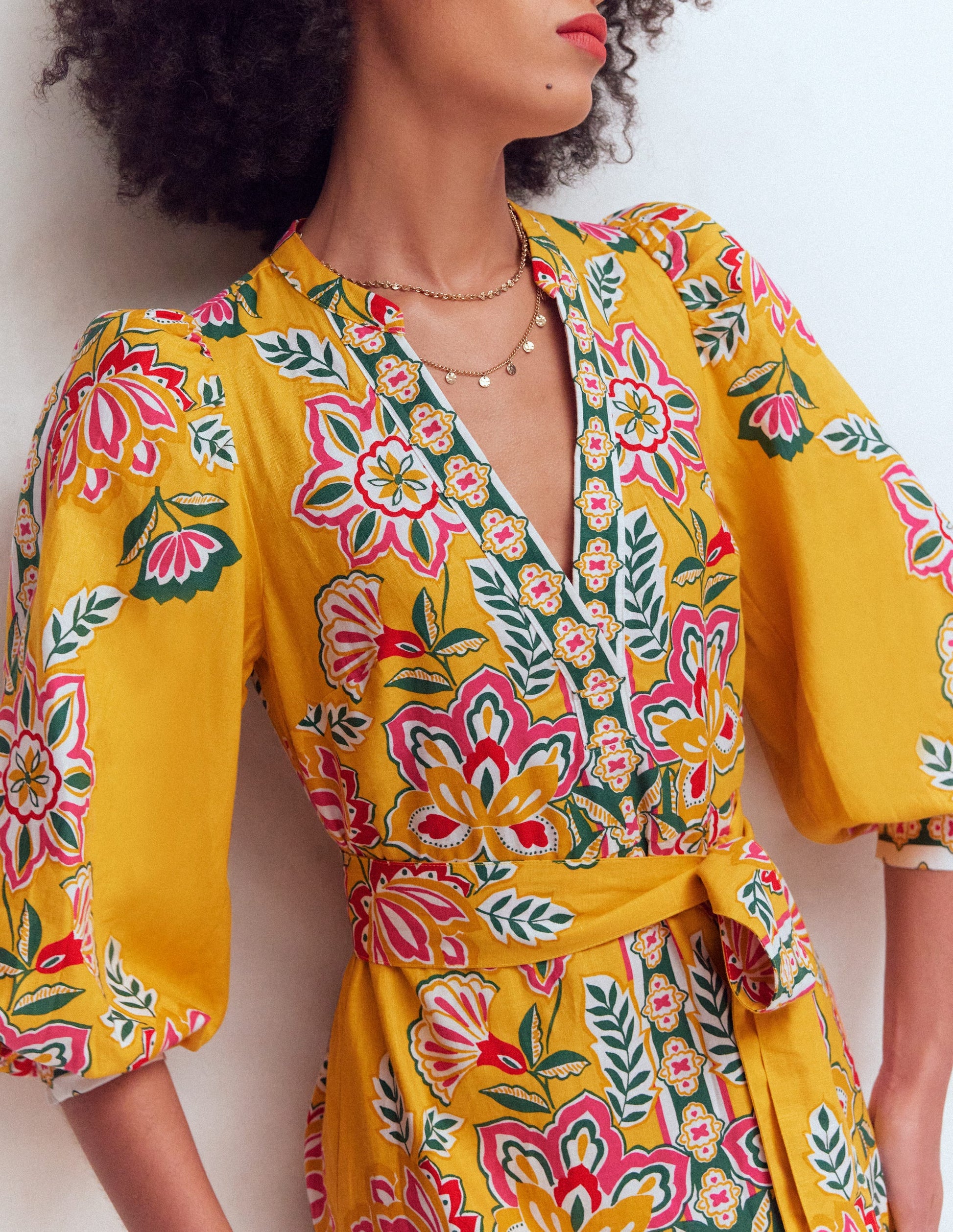 Octavia Leinenkleid-Gelb, Blüten-Eleganz-4