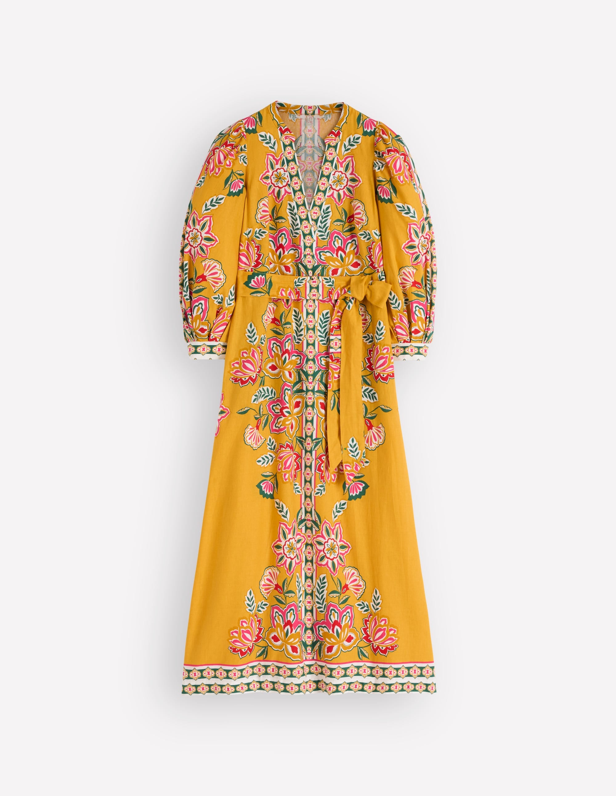 Robe Octavia en lin mélangé-Motif Blossom Elegance jaune - Image 6