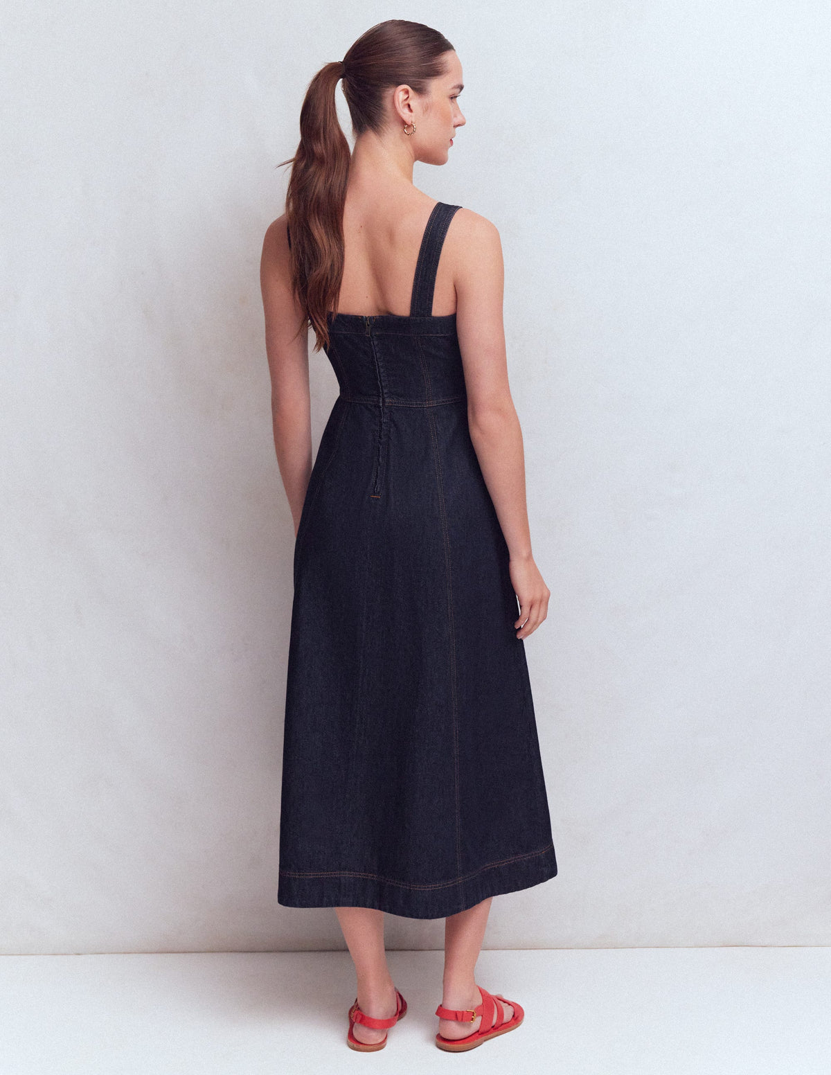 Jeanskleid mit Einsätzen am Oberteil-Indigo - Image 3