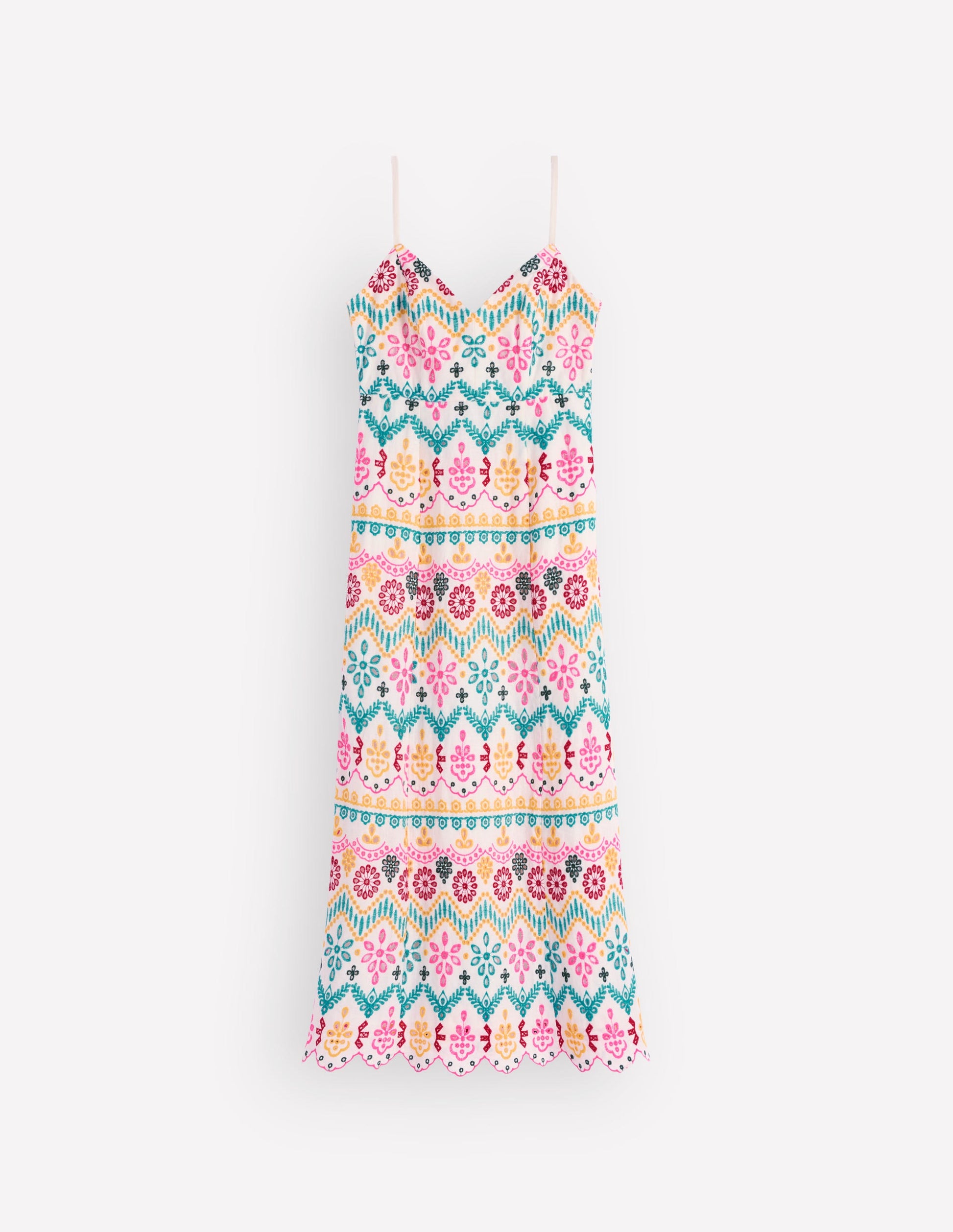 Empire-Kleid aus Leinen mit Lochstickerei-Bunt Lochstickerei-7