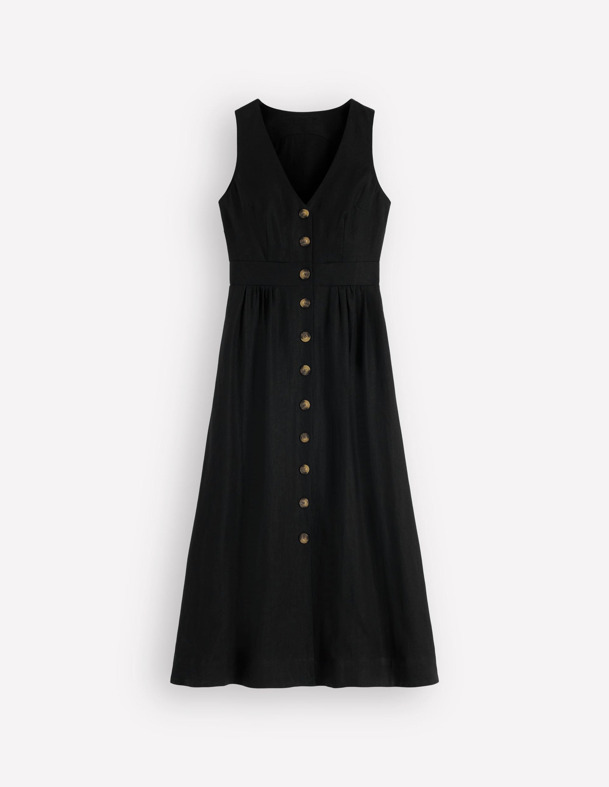 Robe Catherine boutonnée en lin-Noir-6
