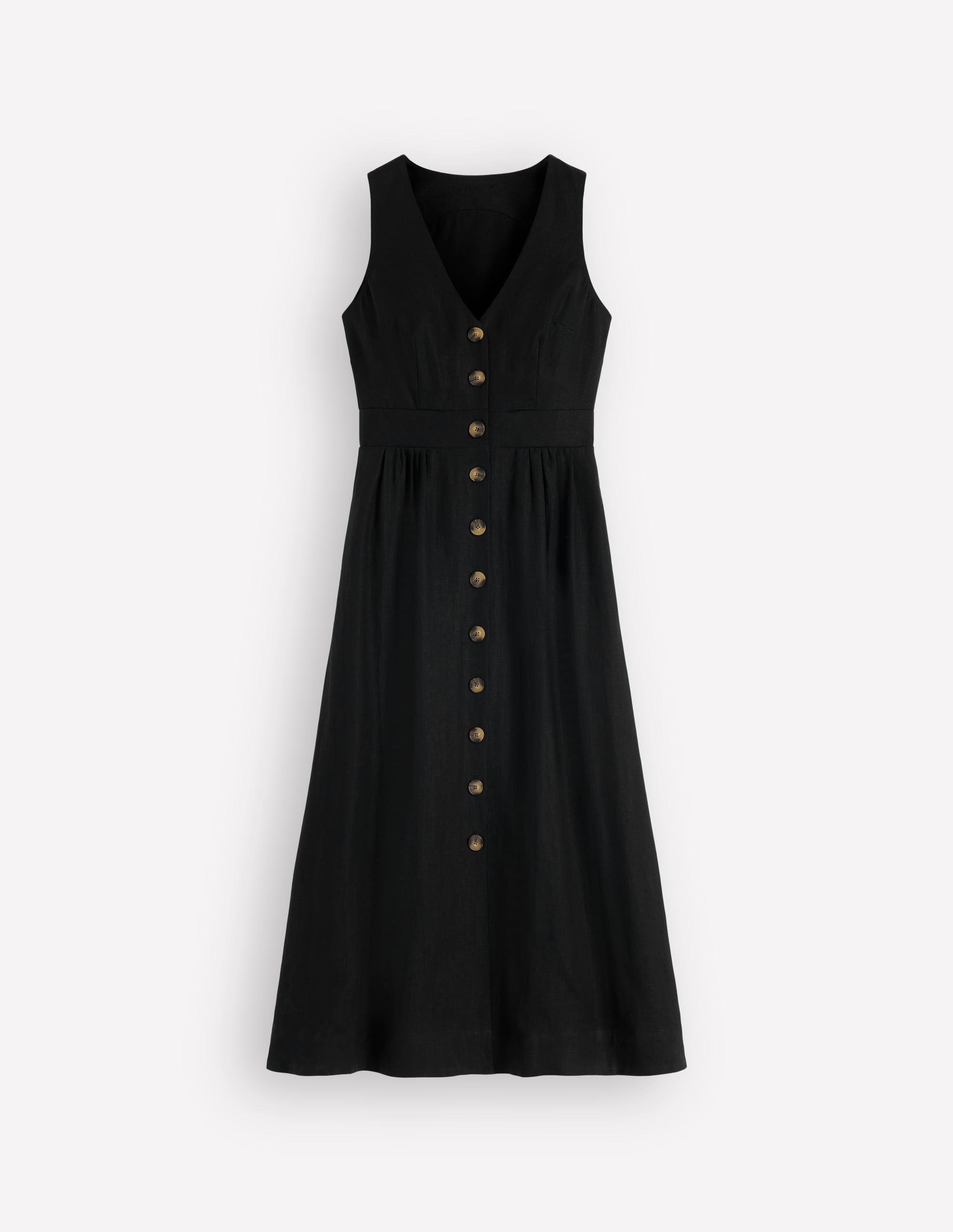 Catherine Leinenkleid mit Knöpfen-Schwarz - Image 6