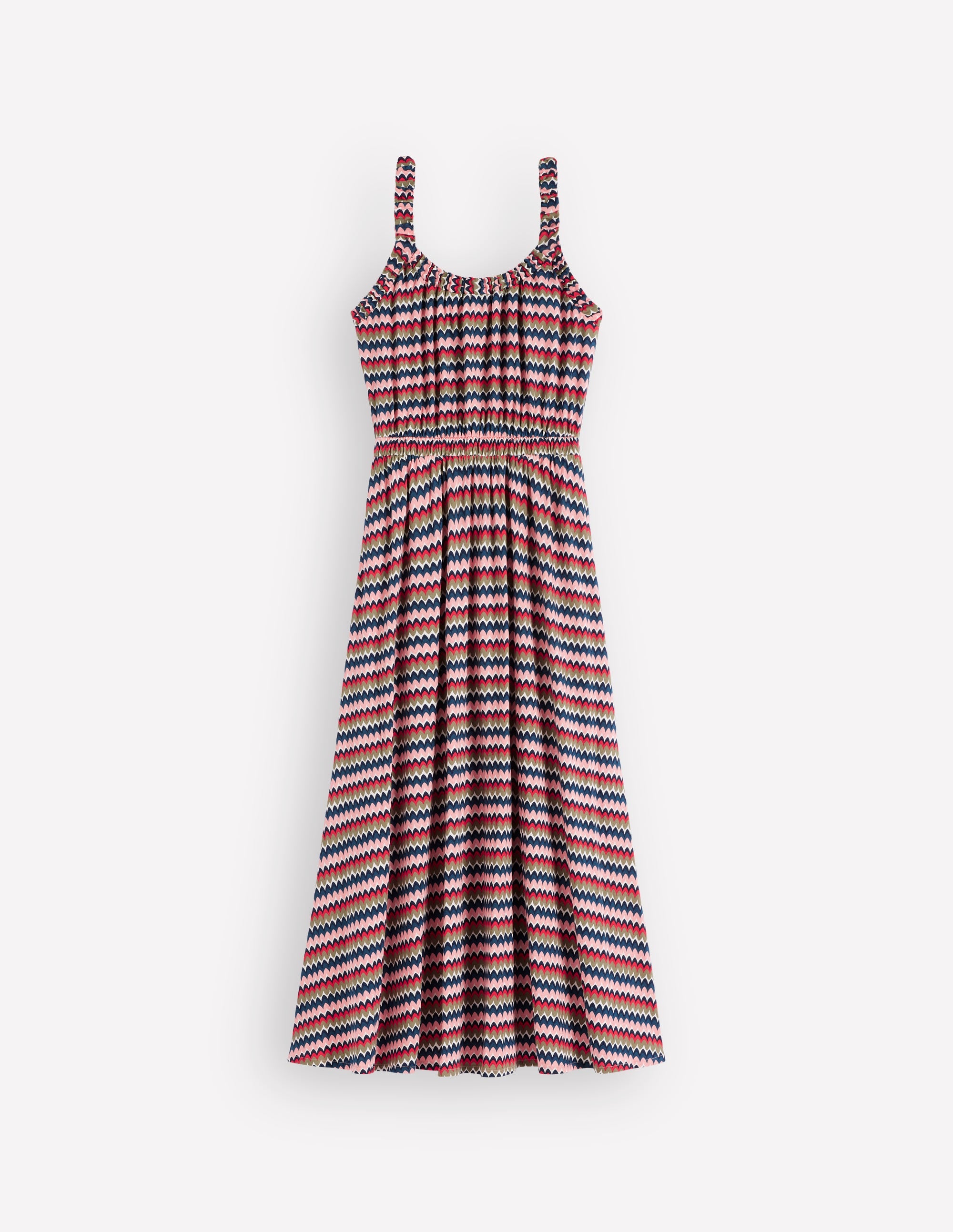 Jerseykleid mit tiefem Rundhalsausschnitt-Bunt, Zickzack-Welle - Image 5