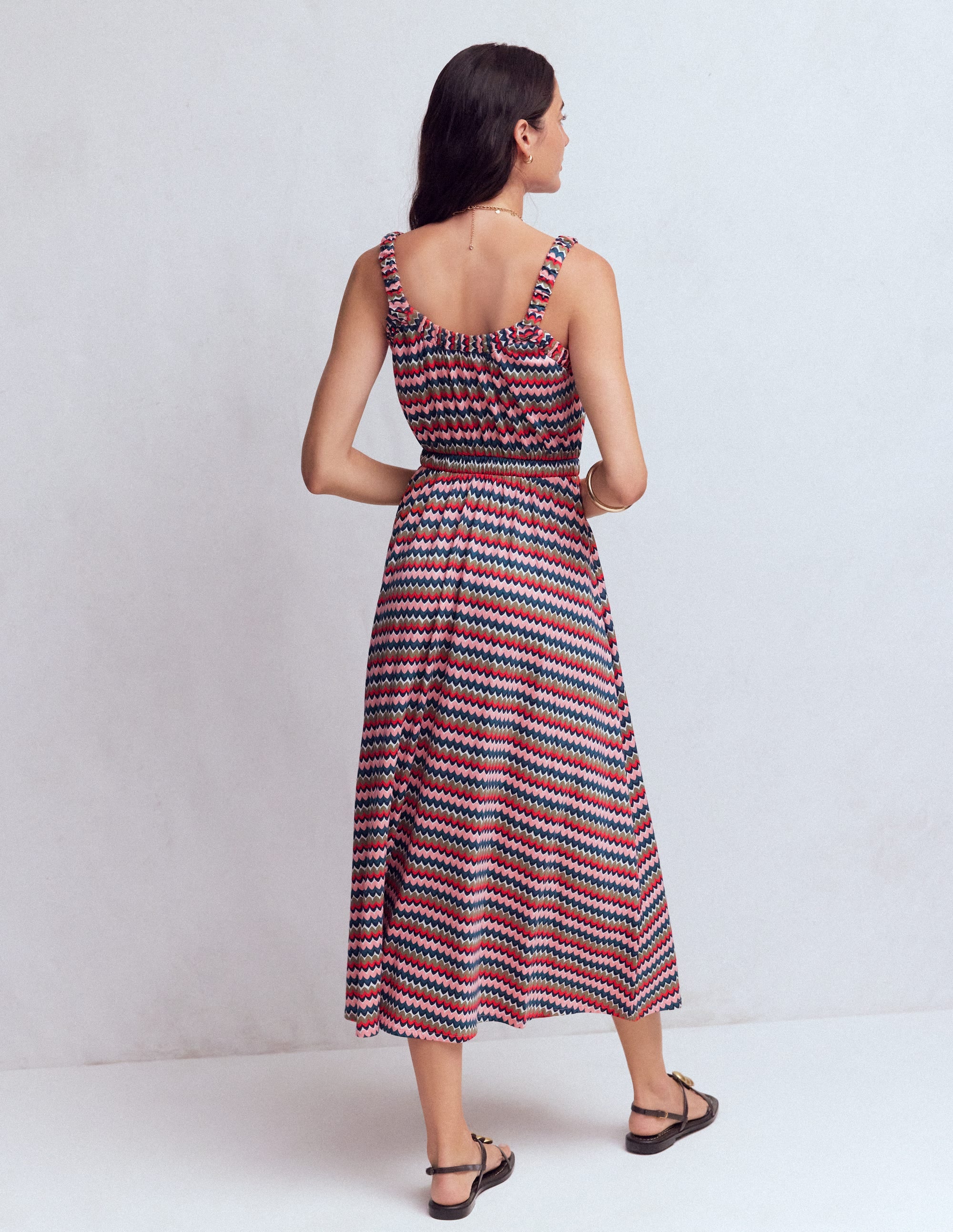 Jerseykleid mit tiefem Rundhalsausschnitt-Bunt, Zickzack-Welle - Image 3