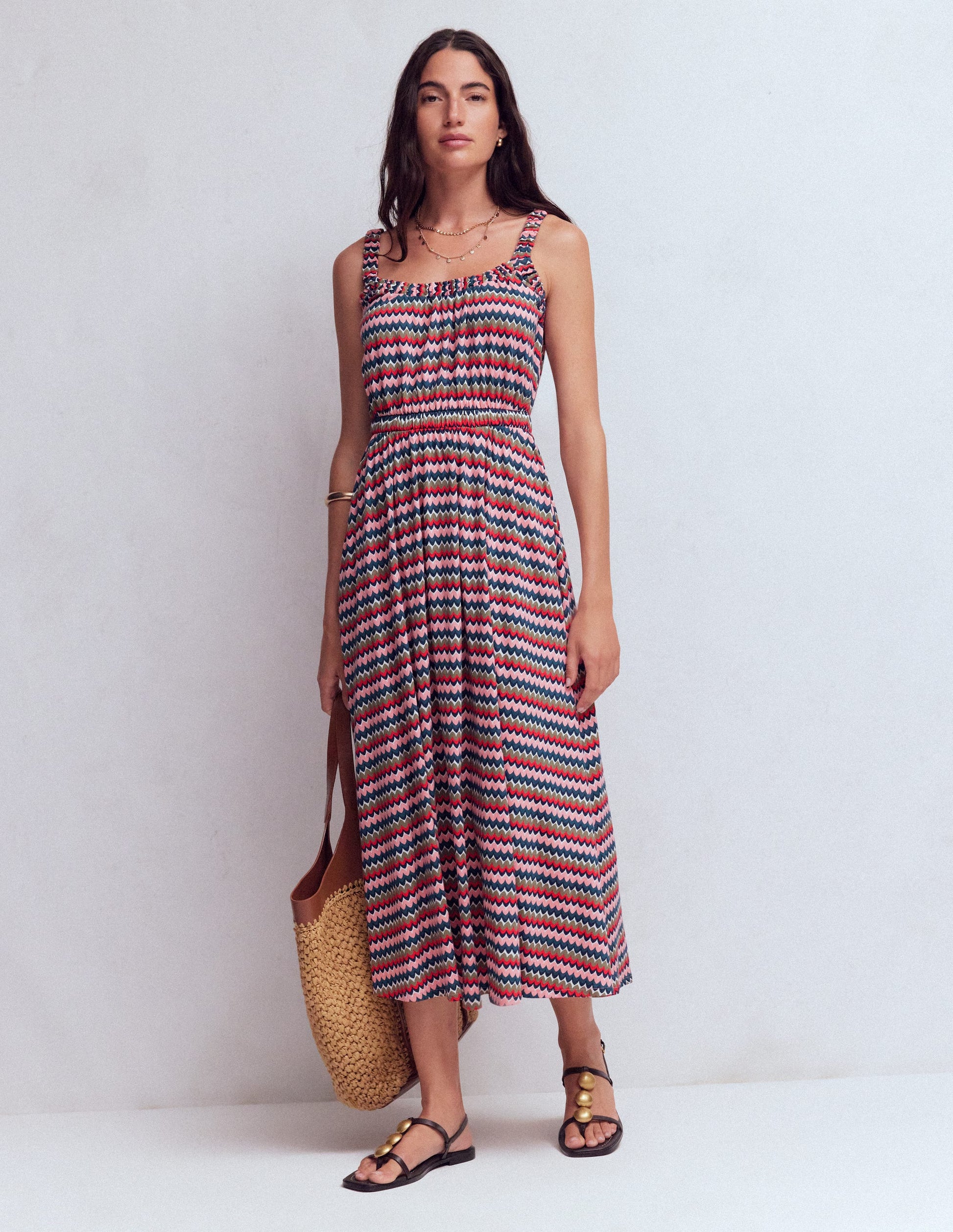 Jerseykleid mit tiefem Rundhalsausschnitt-Bunt, Zickzack-Welle-4