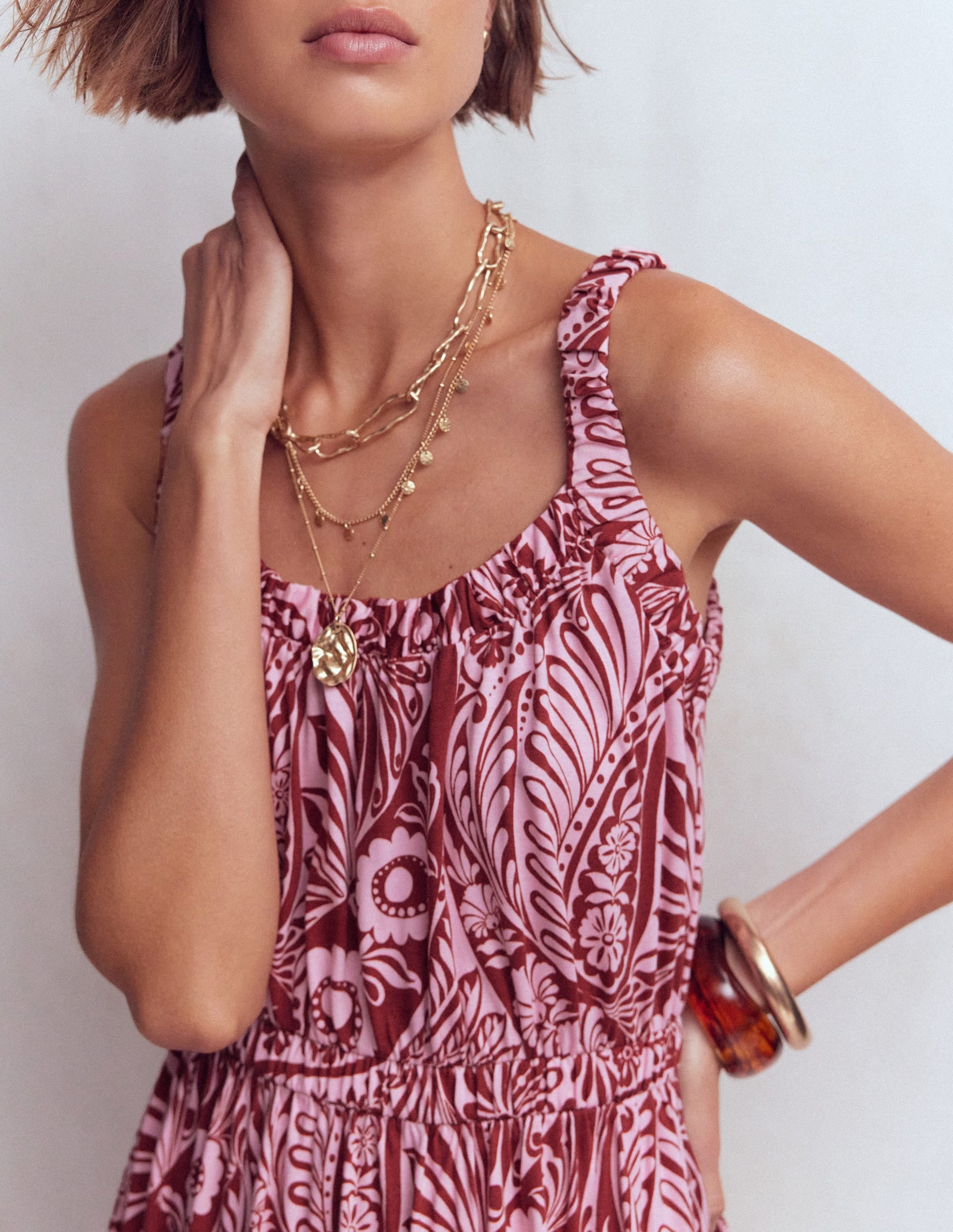 Jerseykleid mit tiefem Rundhalsausschnitt-Rosa, Verwunschenes Paisleymuster - Image 2