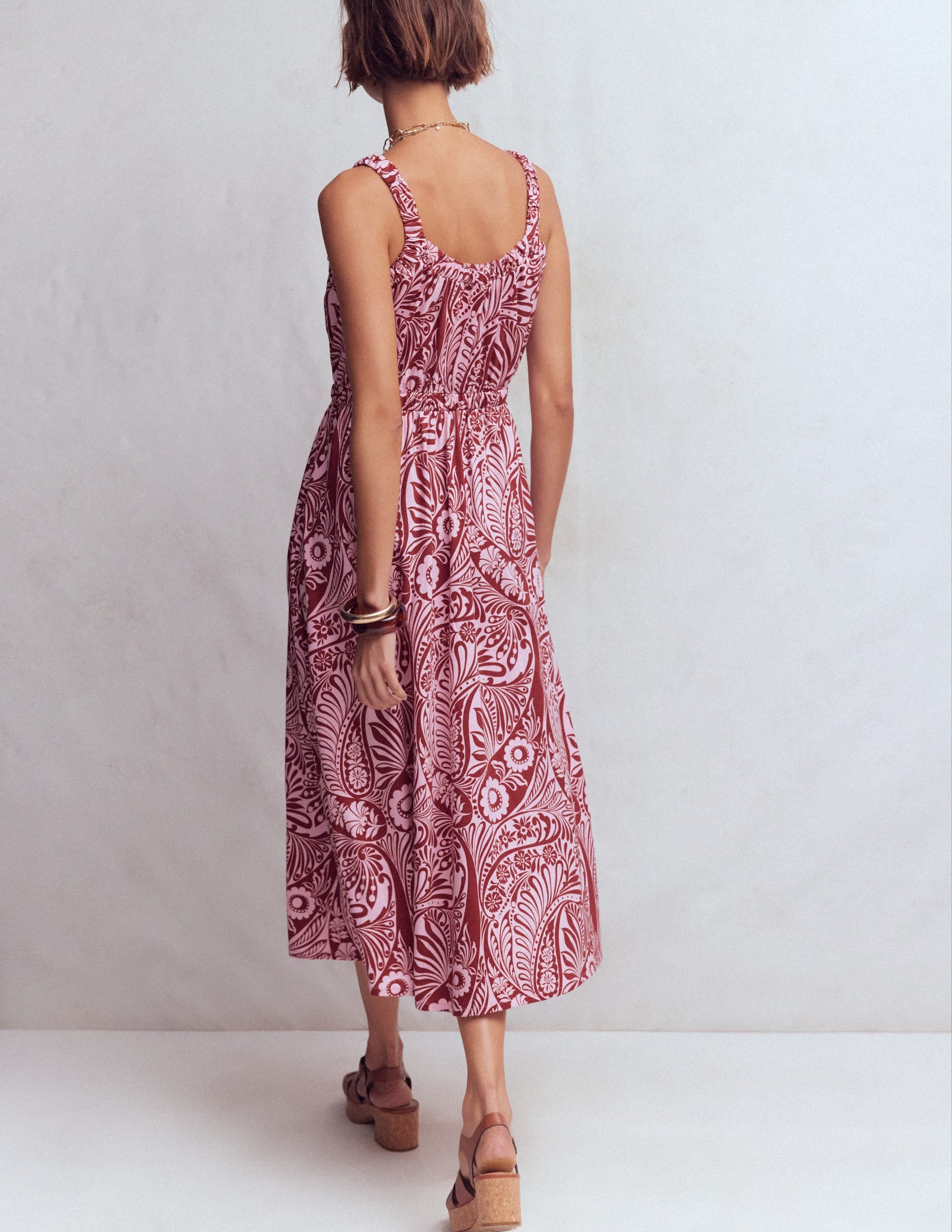 Jerseykleid mit tiefem Rundhalsausschnitt-Rosa, Verwunschenes Paisleymuster - Image 3
