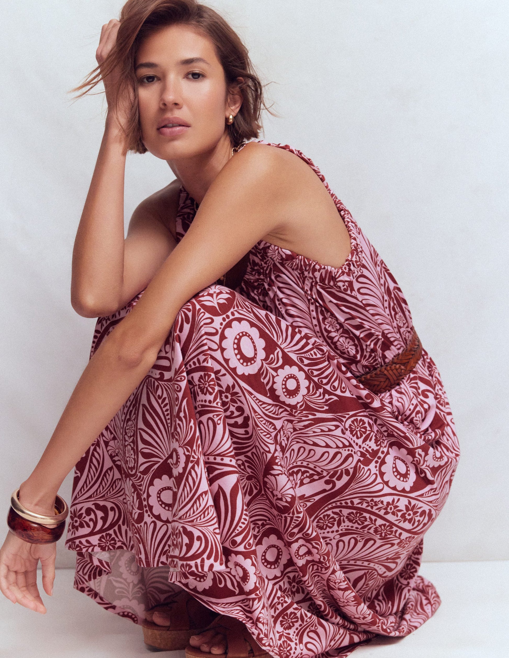 Jerseykleid mit tiefem Rundhalsausschnitt-Rosa, Verwunschenes Paisleymuster-5