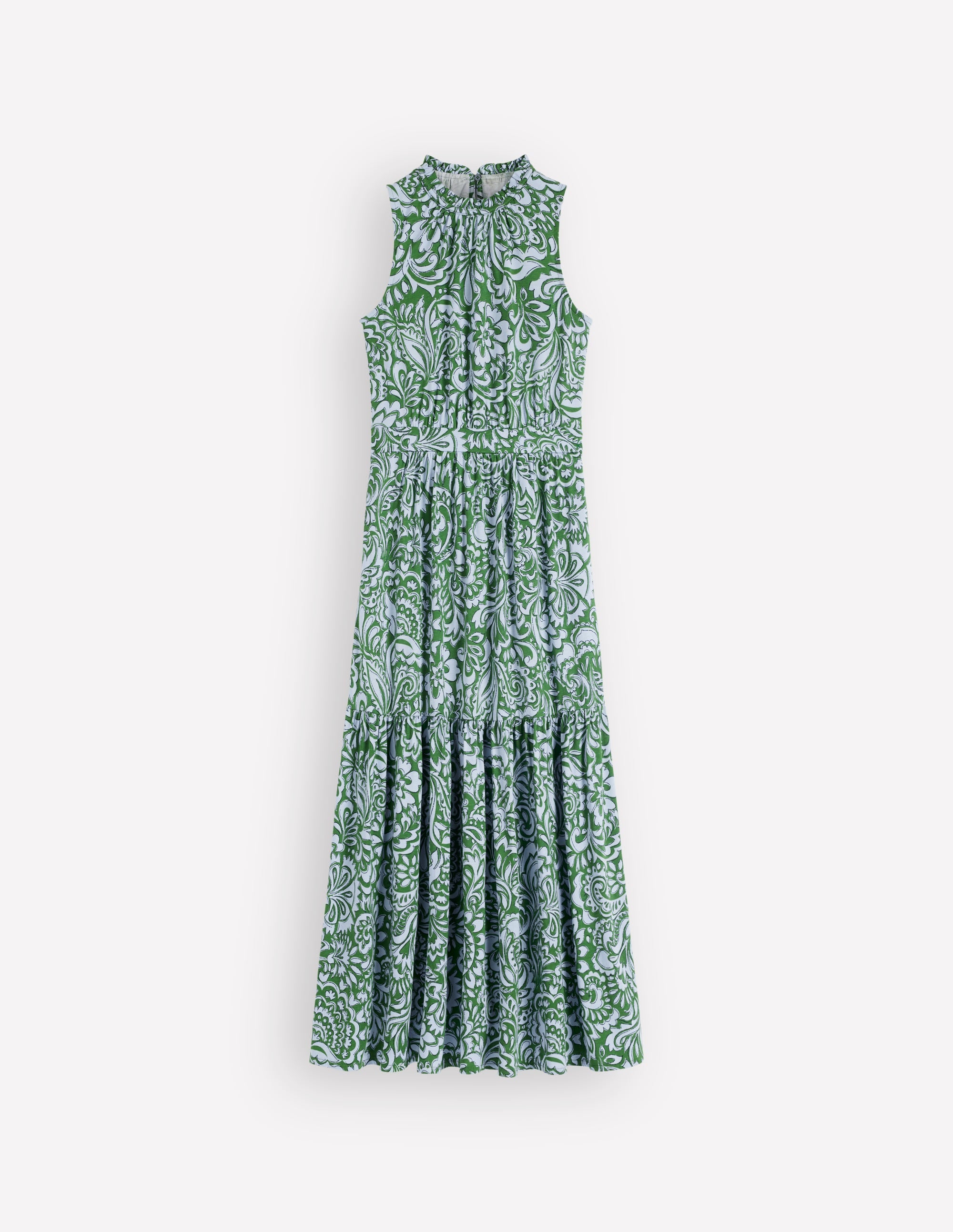 Robe longue Camalie en jersey-Vert, motif Elaborate Gardenia - Image 5