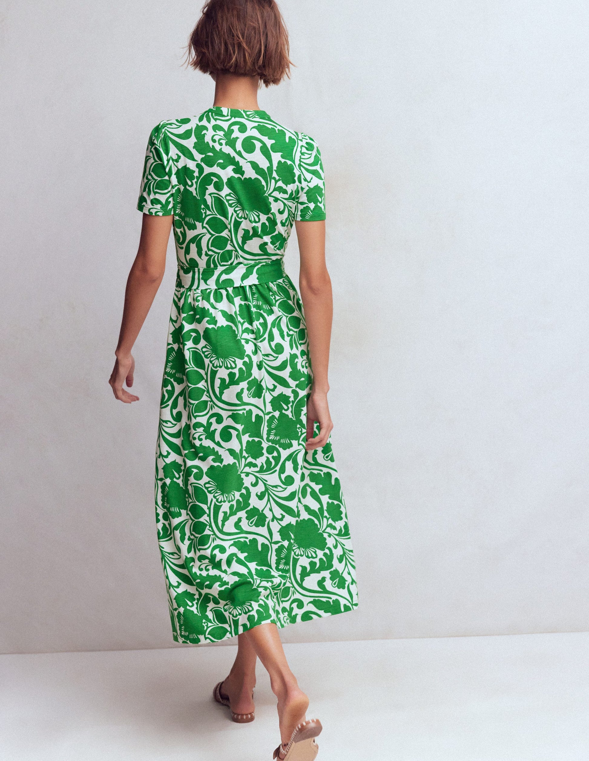 Naomi Jersey Midi Dress-Emerald, Flourishing Meadow-3