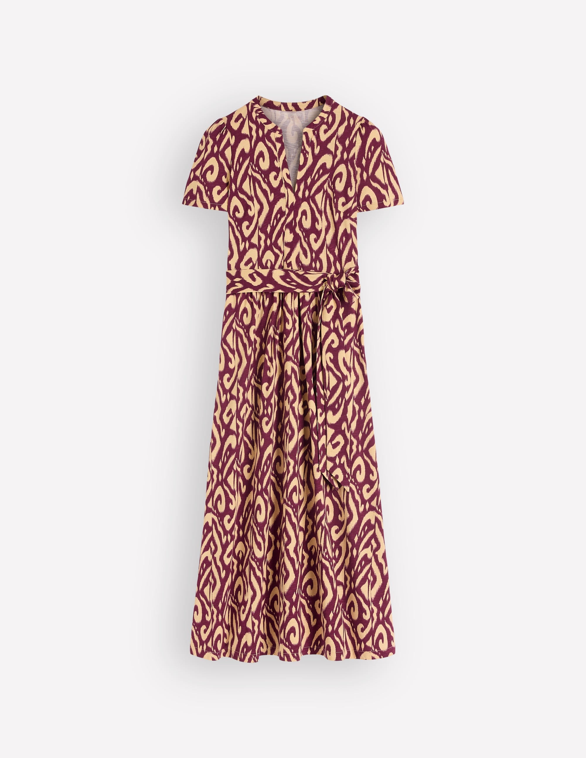 Naomi Jersey-Midikleid-Dunkler Blauregen, Aztekenmuster - Image 7