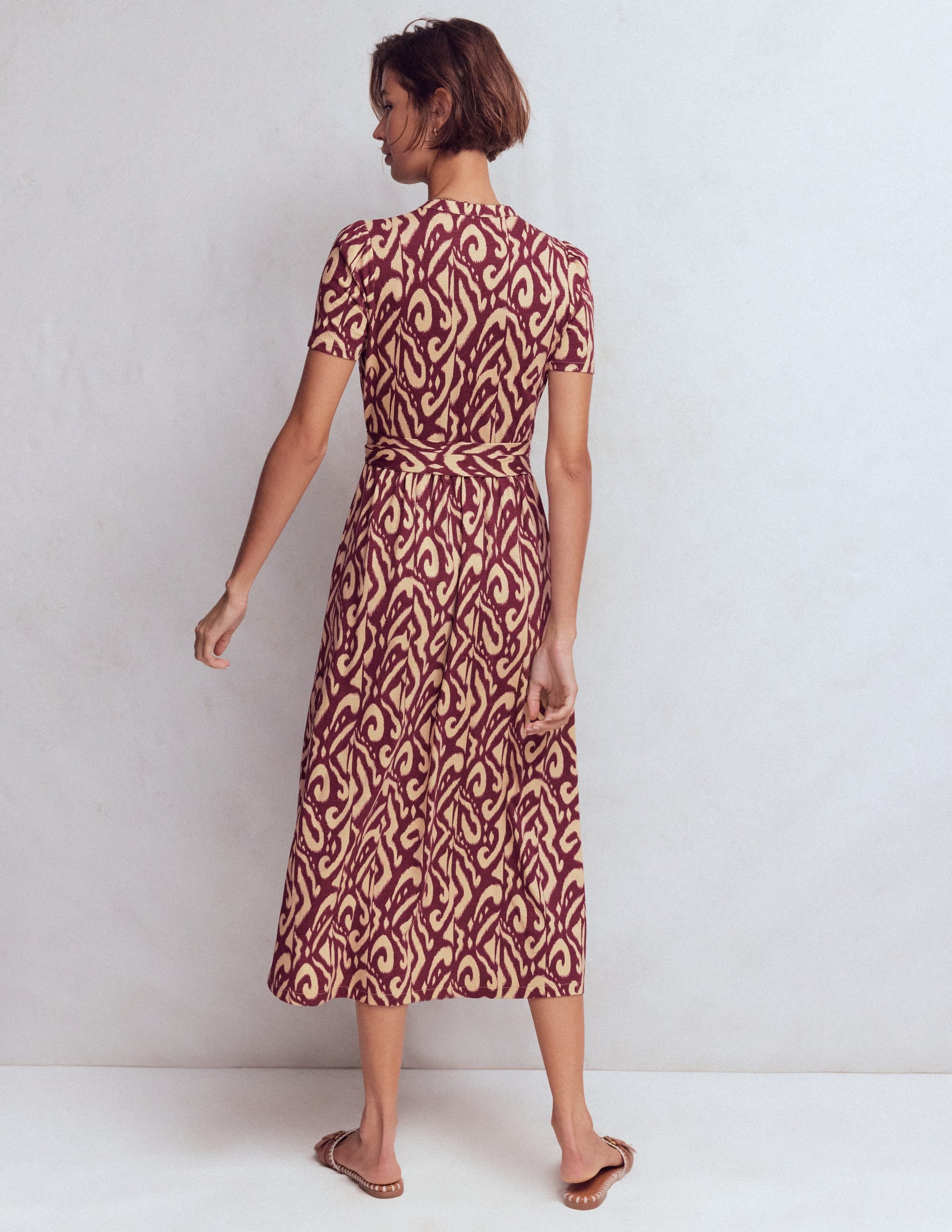Naomi Jersey-Midikleid-Dunkler Blauregen, Aztekenmuster - Image 3