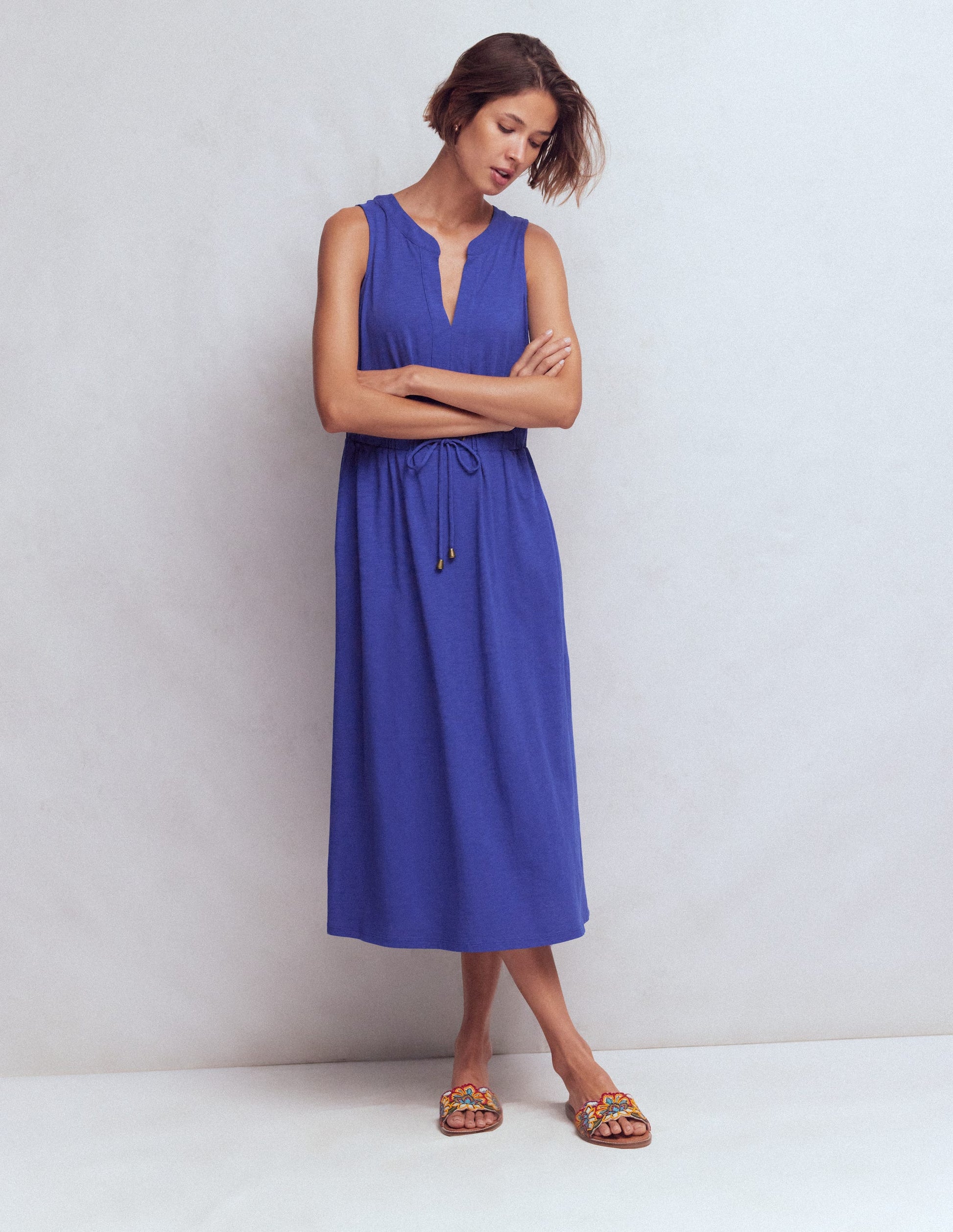 Delphine Jersey-Midikleid-Saphirblau-5