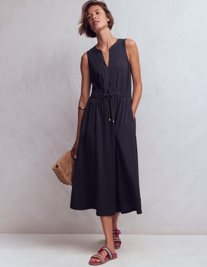 Delphine Jersey-Midikleid-Marineblau
