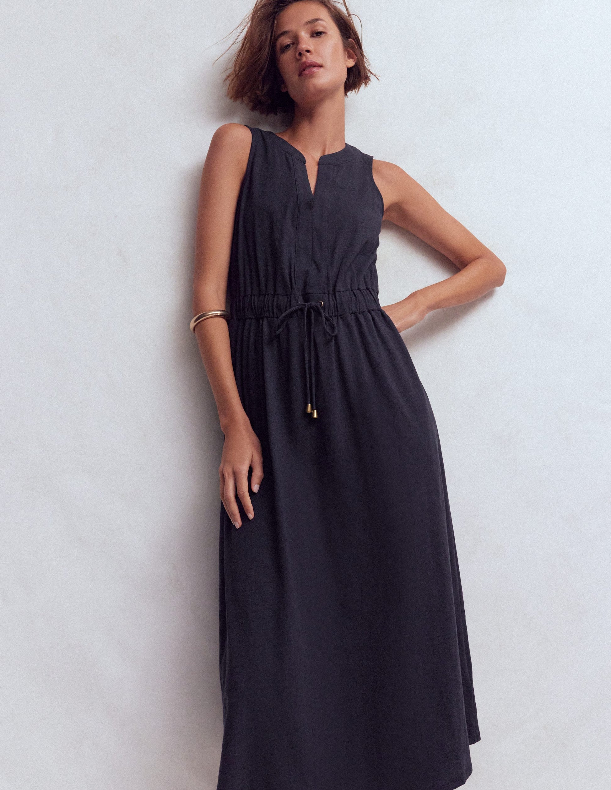 Delphine Jersey-Midikleid-Marineblau-4
