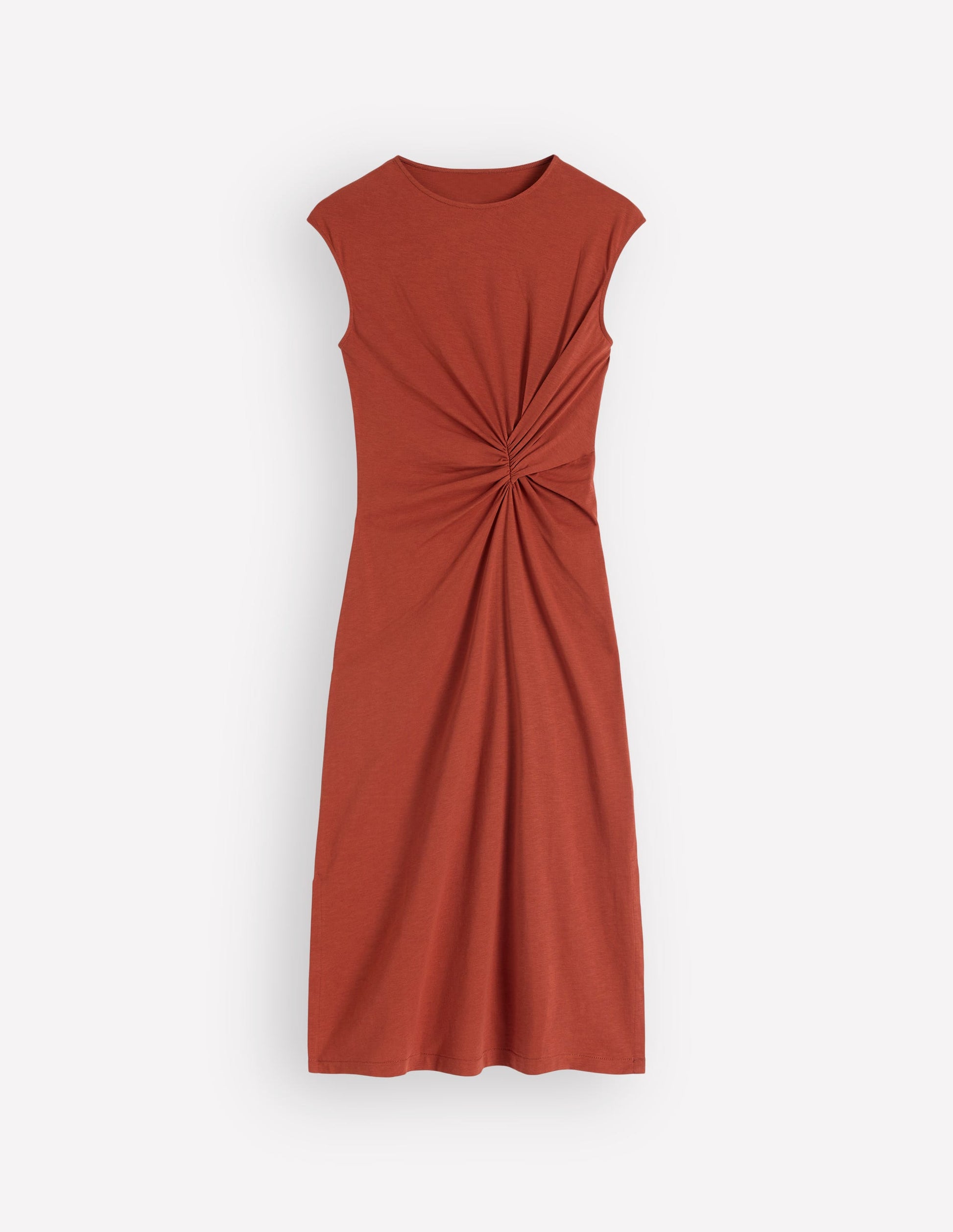 Delilah Midikleid mit Twistdetail-Braun-Orange-5