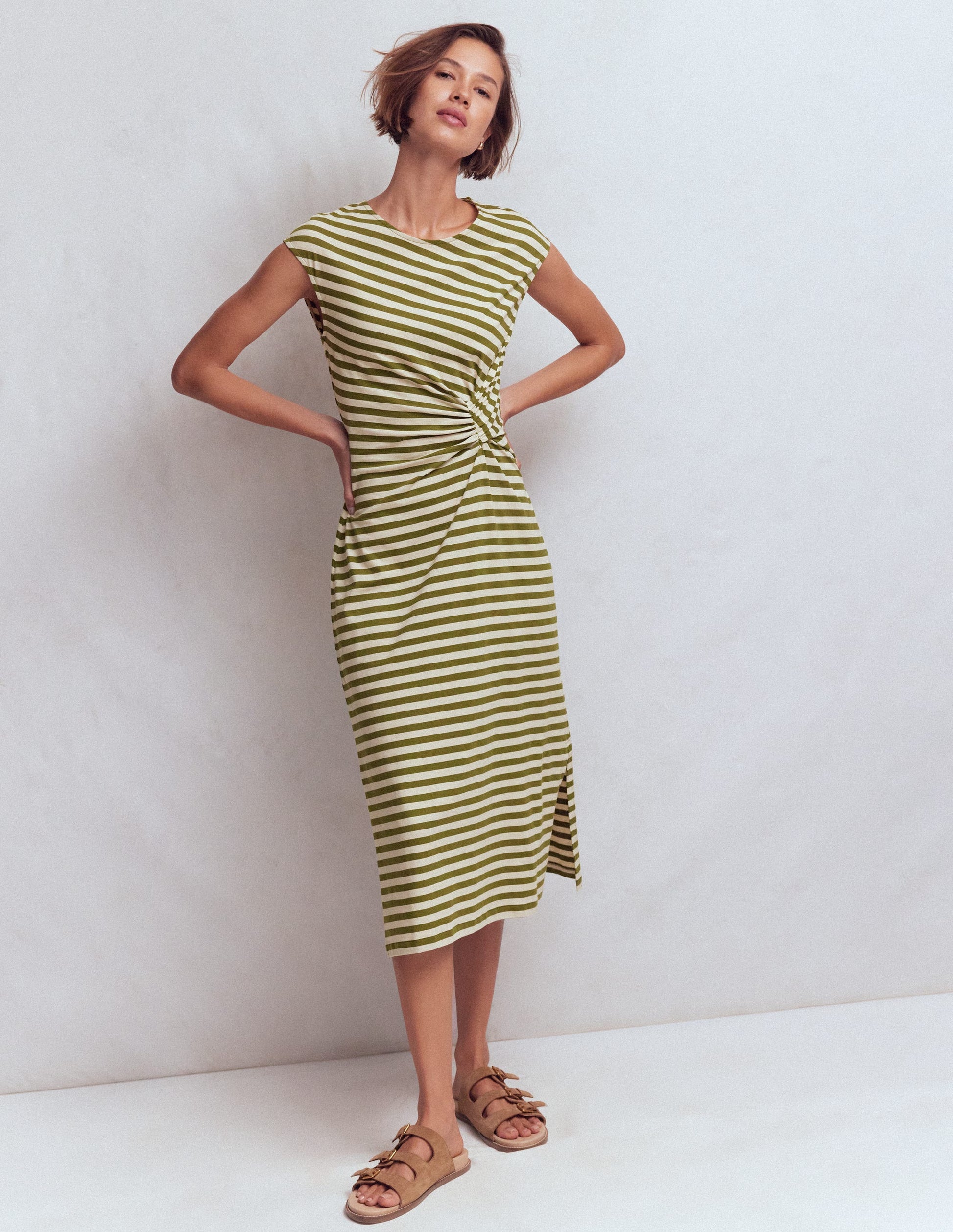 Delilah Midikleid mit Twistdetail-Bunt-4