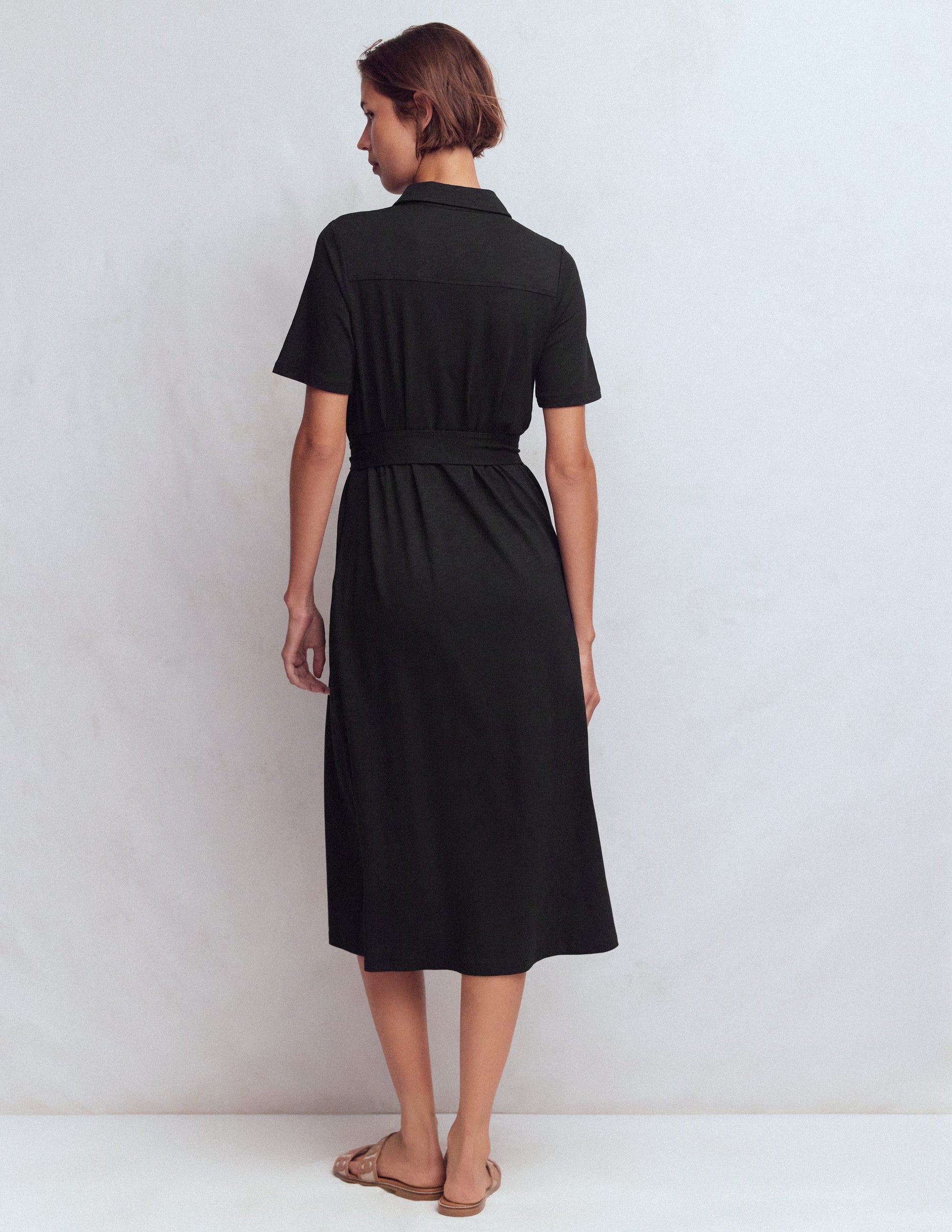 Mavis Midi-Hemdblusenkleid aus Jersey-Schwarz-3