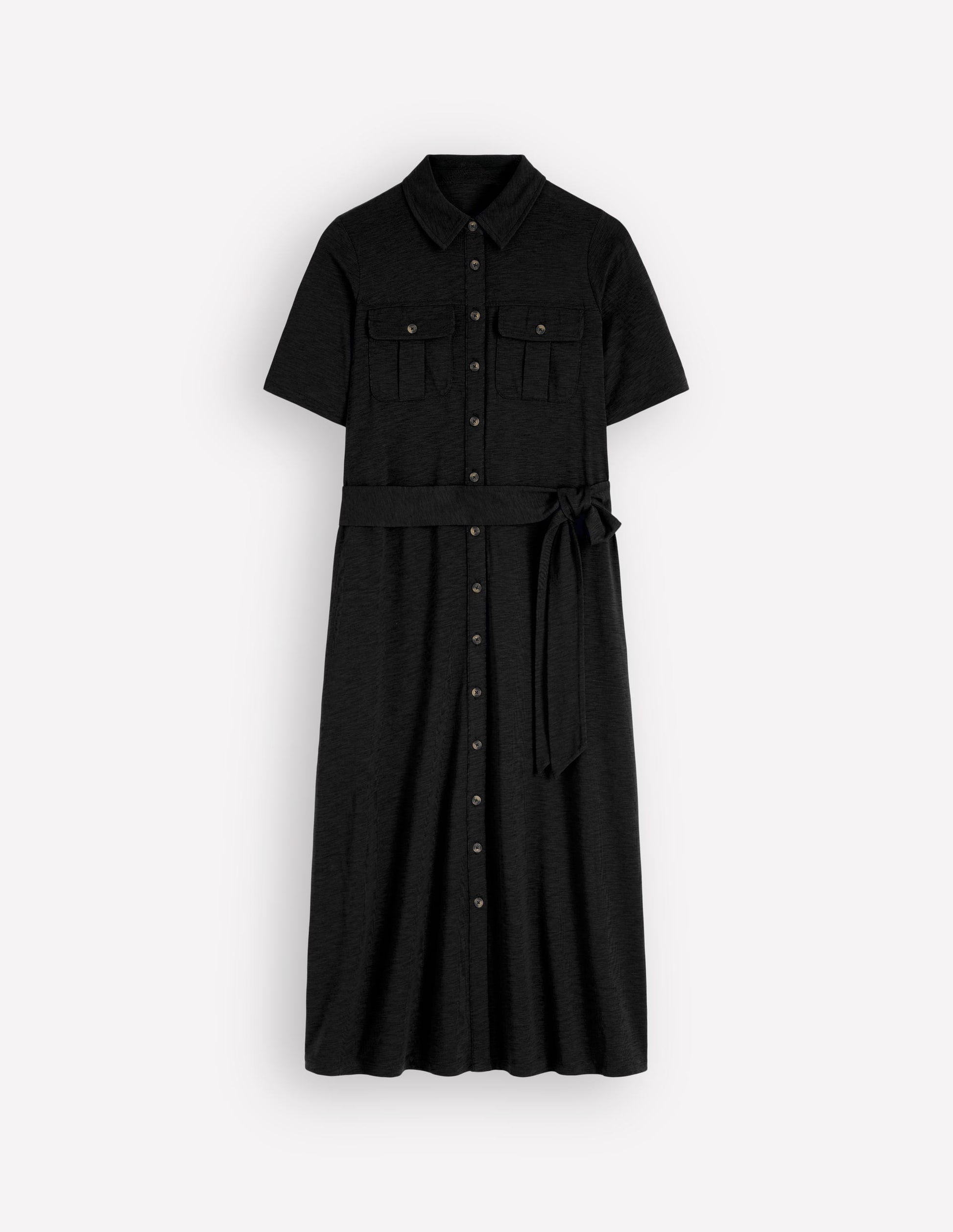 Mavis Midi-Hemdblusenkleid aus Jersey-Schwarz-6