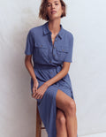 Robe-chemise midi Mavis en jersey-Bleu denim