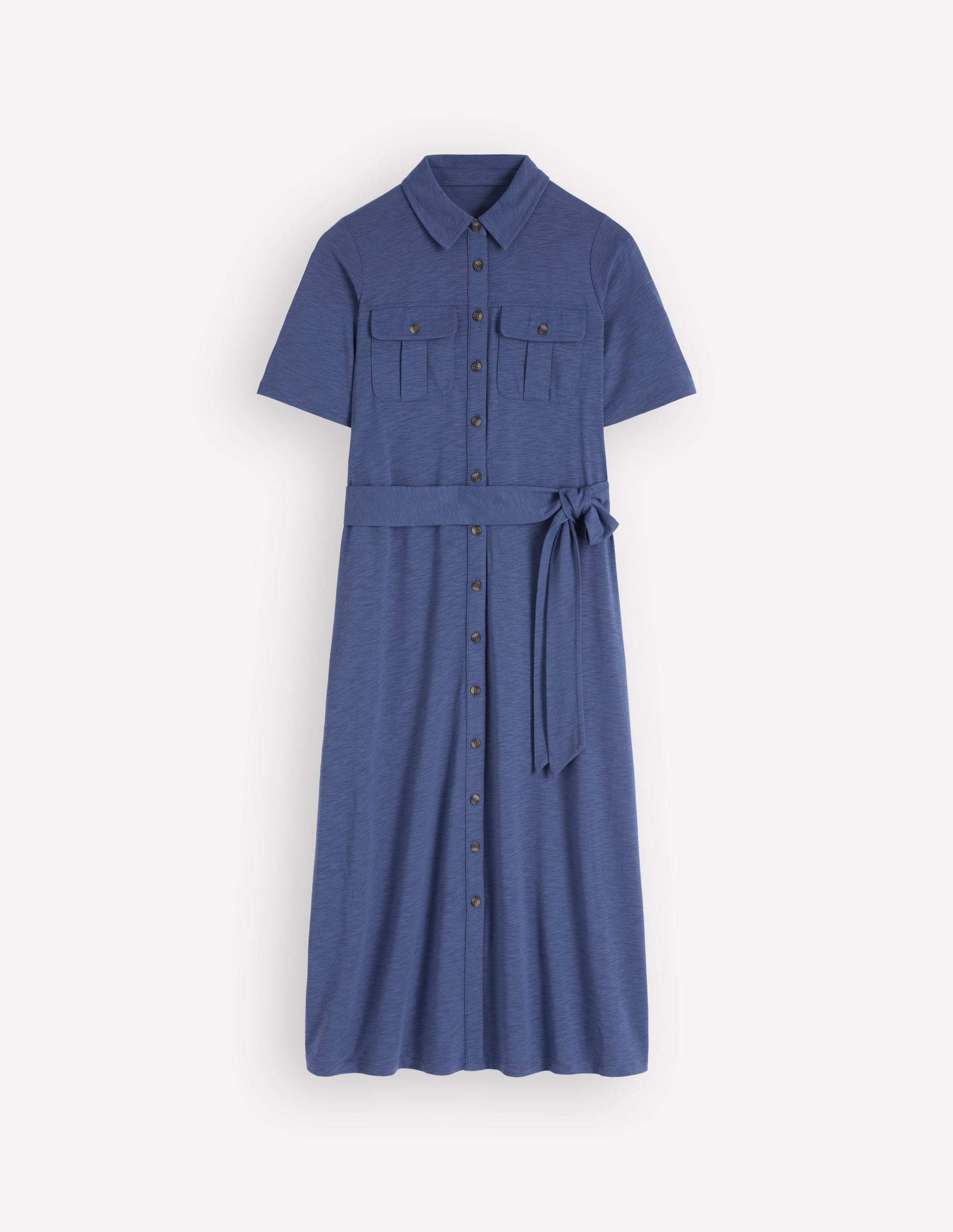 Robe-chemise midi Mavis en jersey-Bleu denim-8