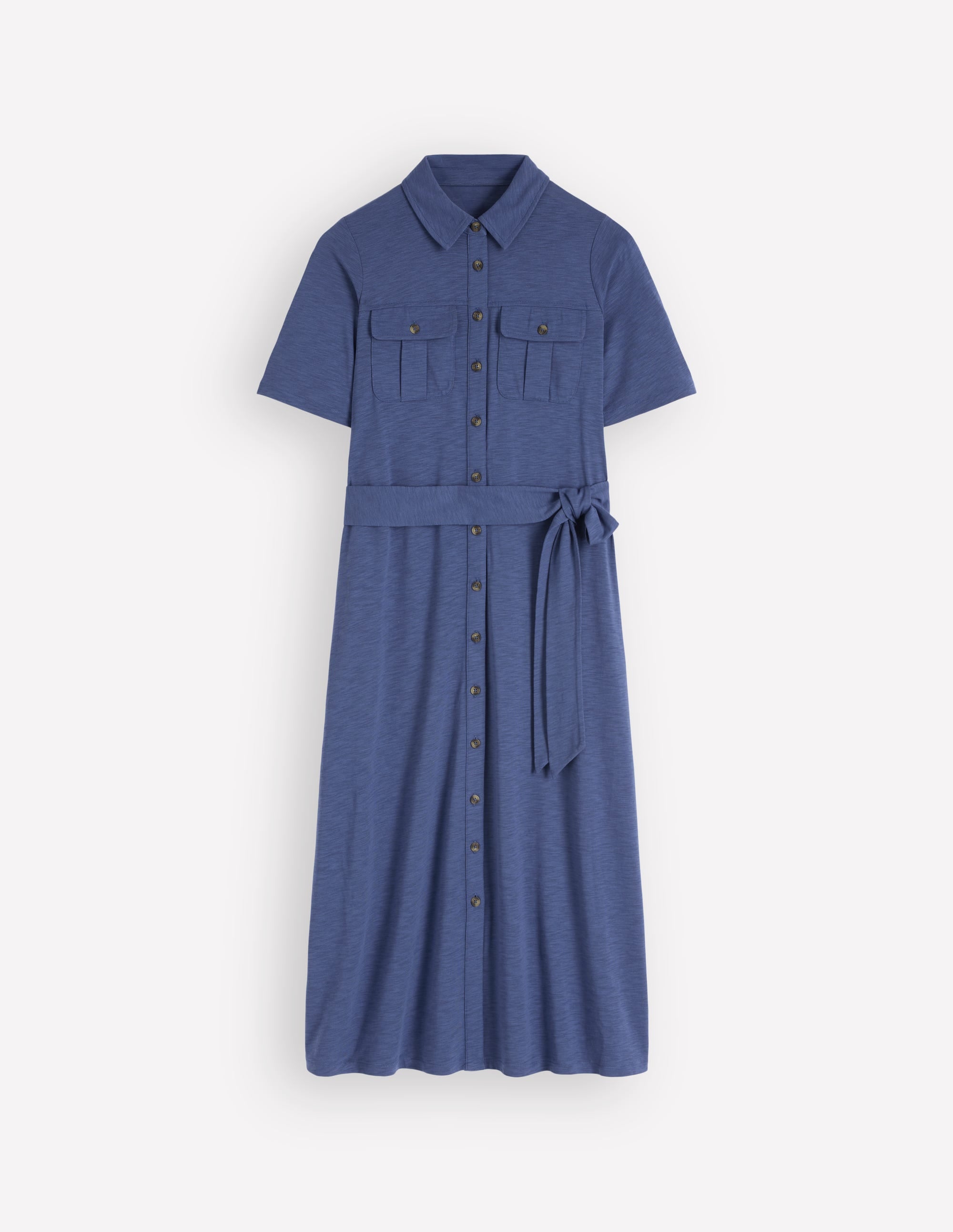 Mavis Midi-Hemdblusenkleid aus Jersey-Denim-Blau - Image 8