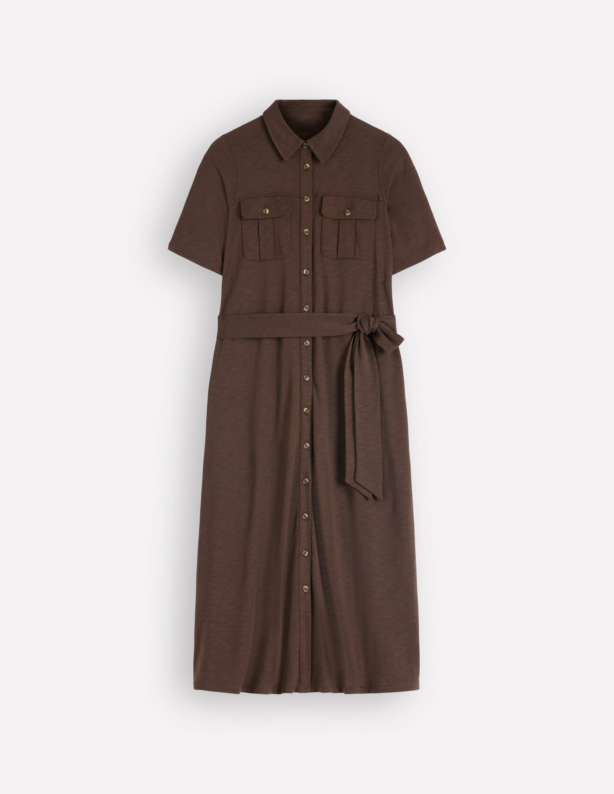 Mavis Midi-Hemdblusenkleid aus Jersey-Bitterschokolade - Image 6