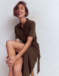 Mavis Midi-Hemdblusenkleid aus Jersey-Bitterschokolade